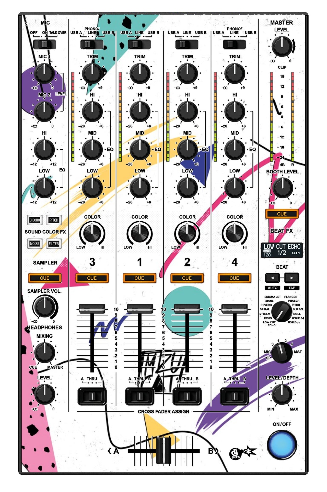 Pioneer DJ DDJ 1000 SRT MIXER Skin Mizucat White