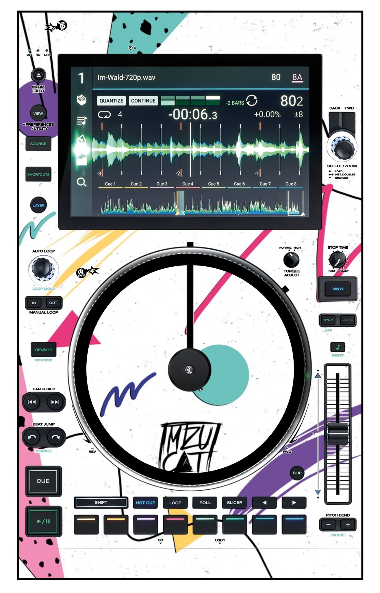 Denon DJ SC 6000 M Skin Mizucat White