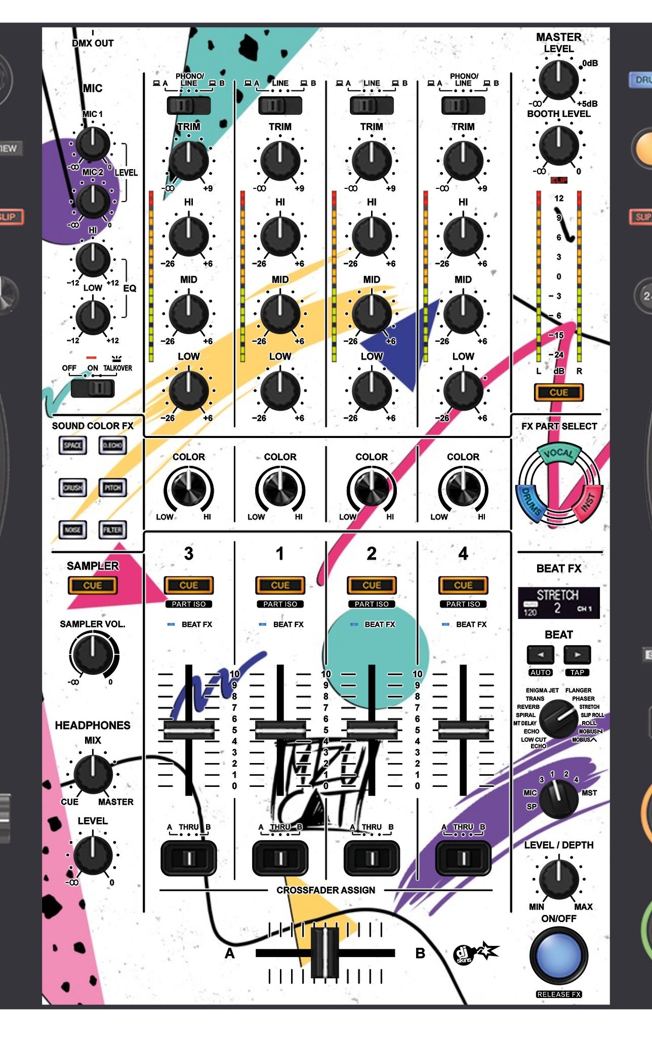 Pioneer DJ DDJ FLX10 MIXER Skin Mizucat White