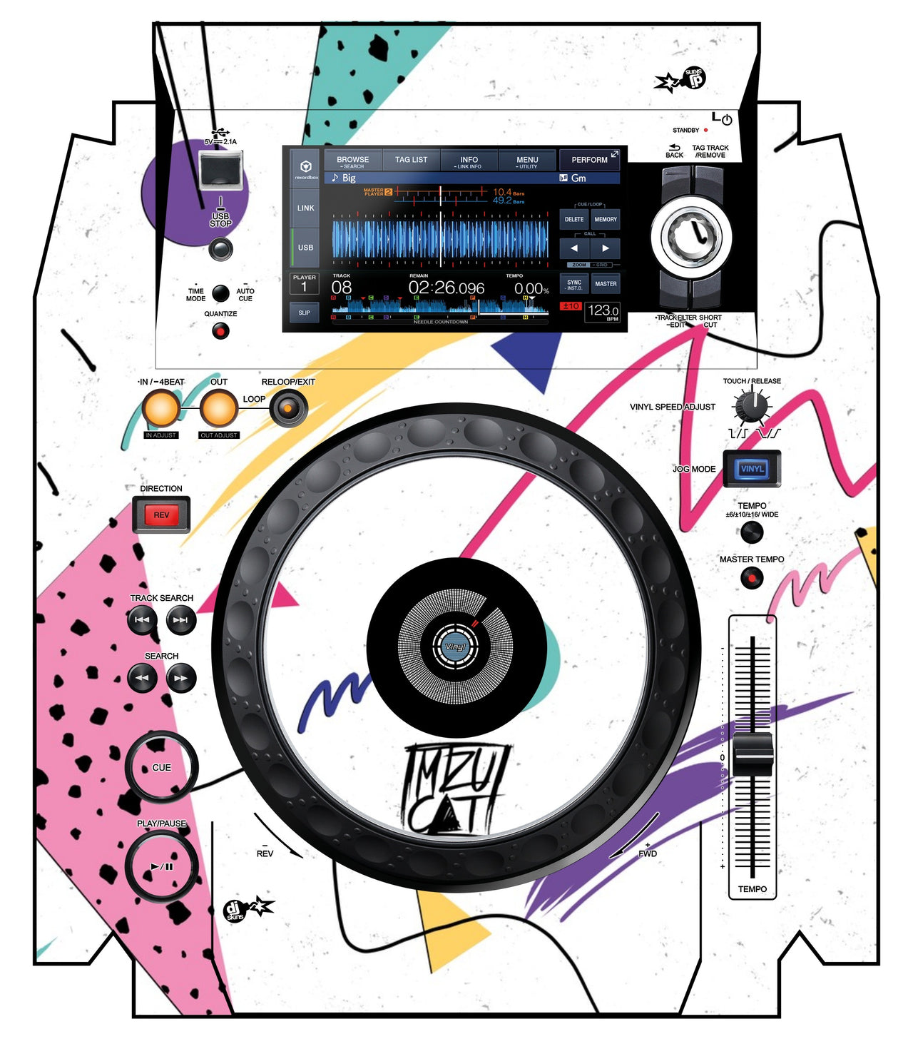Pioneer DJ XDJ 1000 MK2 Skin Mizucat White