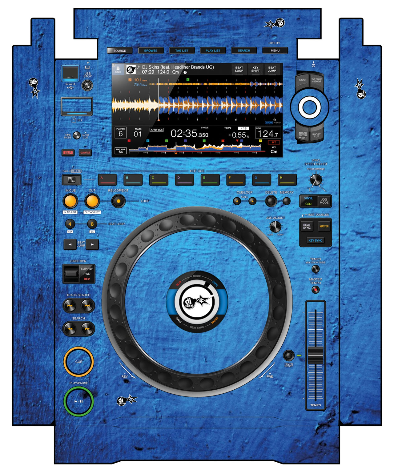 Pioneer DJ CDJ 3000 incl. SIDES Skin Ocean