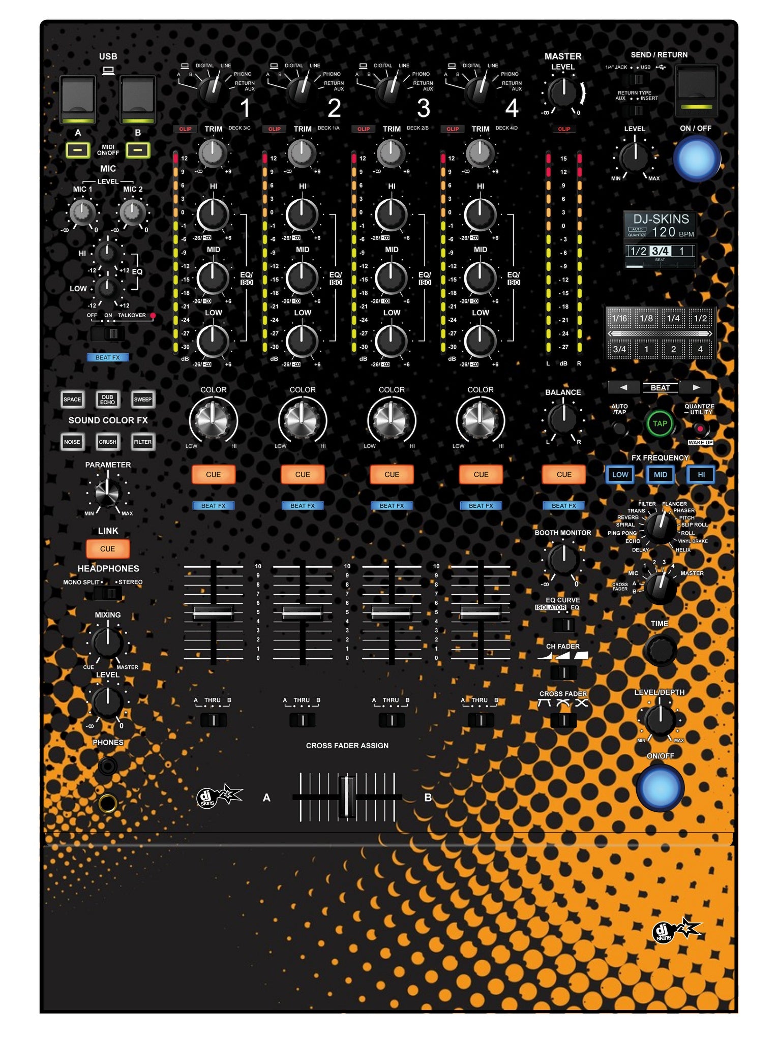 Pioneer DJ DJM 900 NEXUS 2 Skin Orange Dot