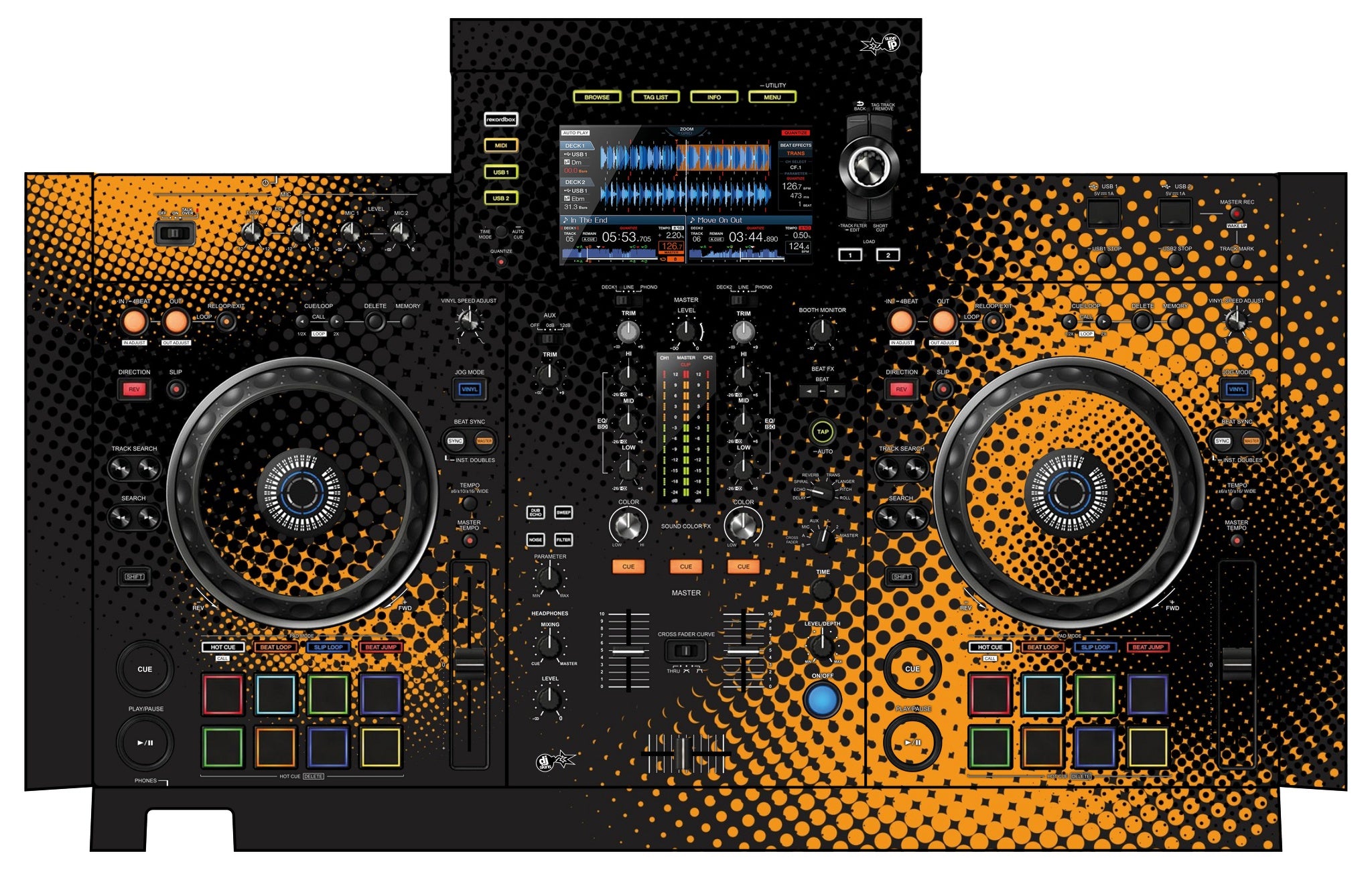 Pioneer DJ XDJ RX 2 Skin Orange Dot