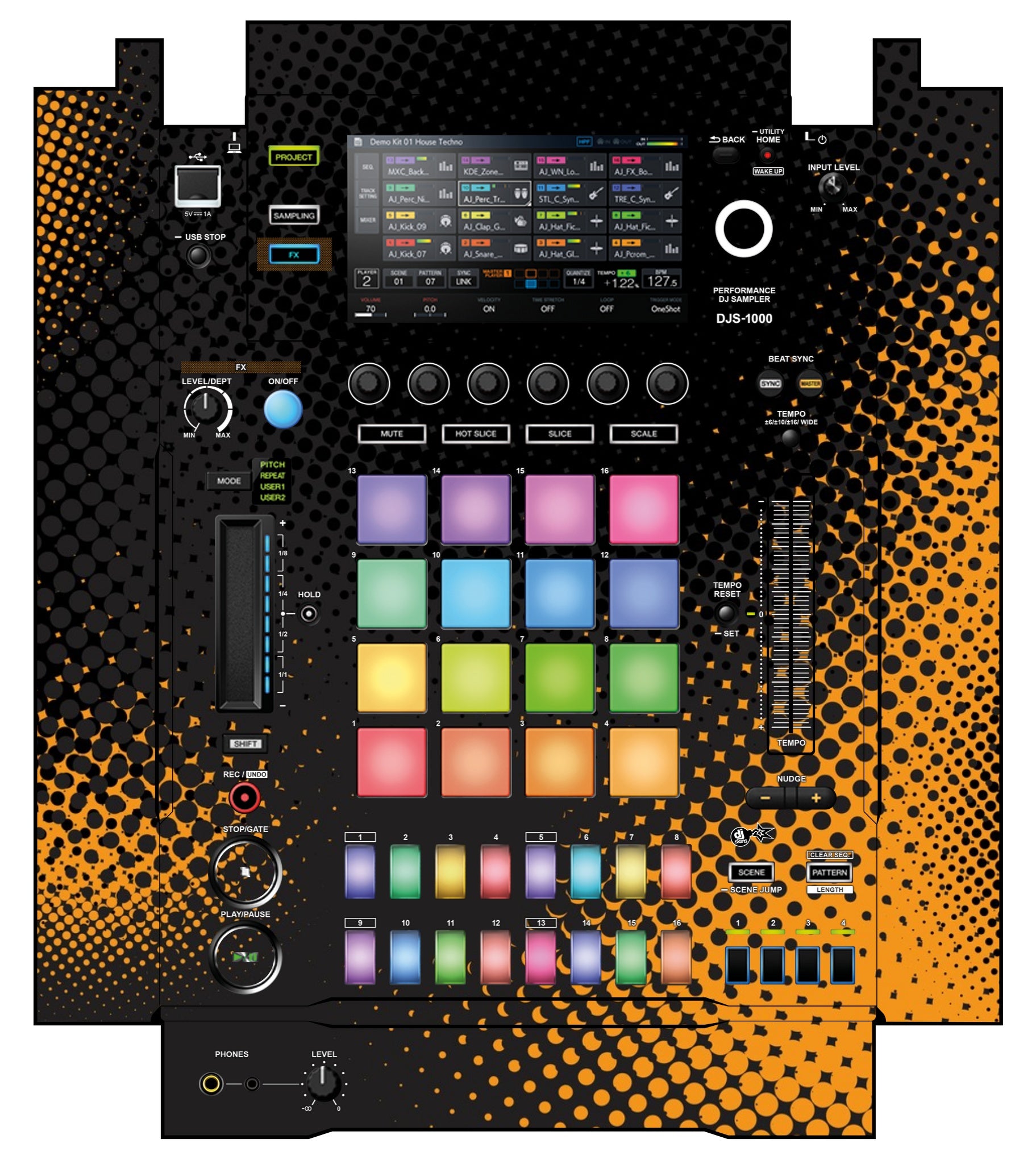 Pioneer DJ DJS 1000 Skin Orange Dot