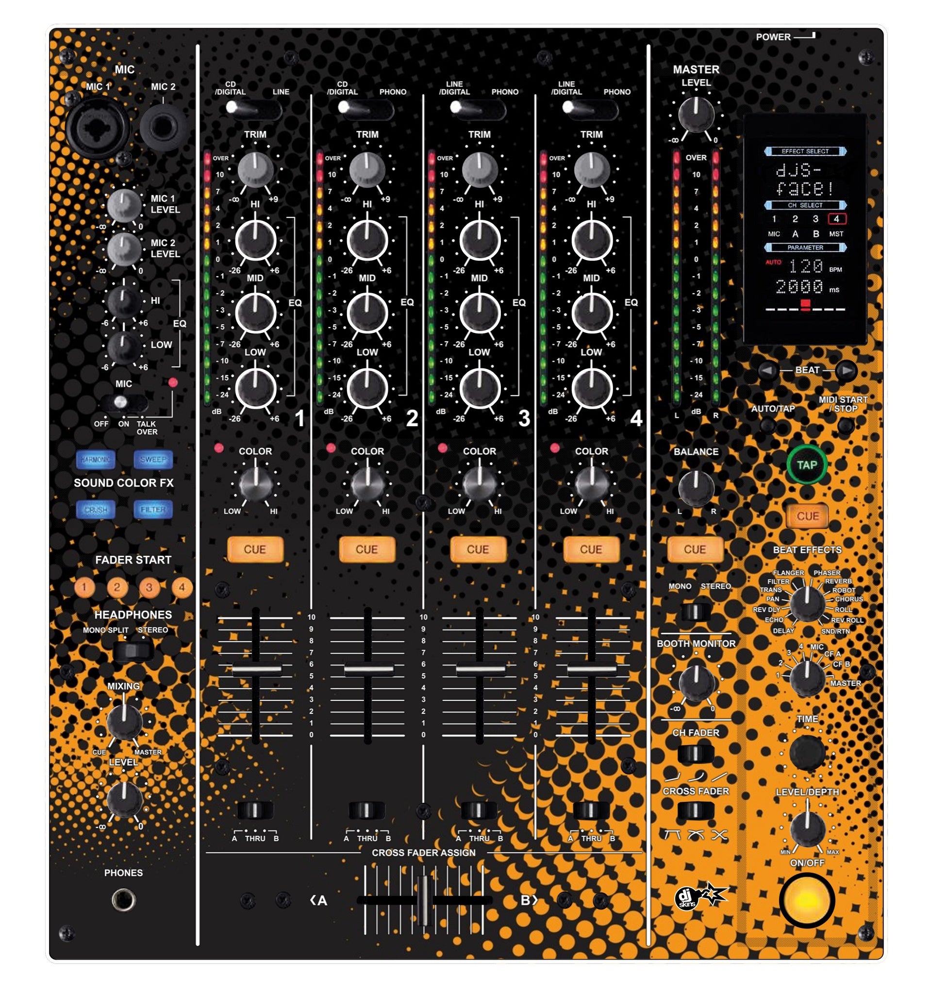 Pioneer DJ DJM 800 Skin Orange Dot
