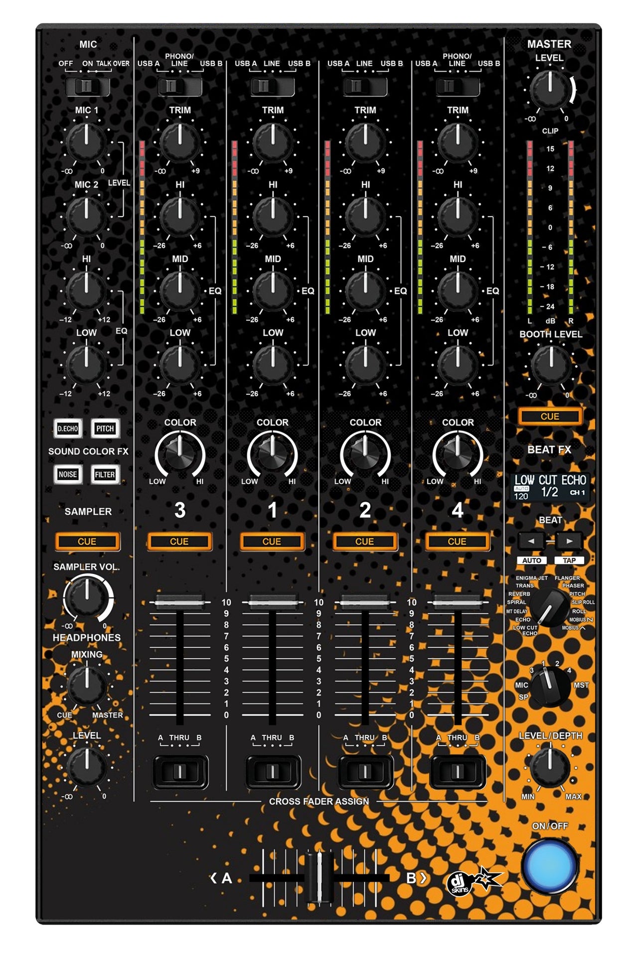 Pioneer DJ DDJ 1000 SRT MIXER Skin Orange Dot