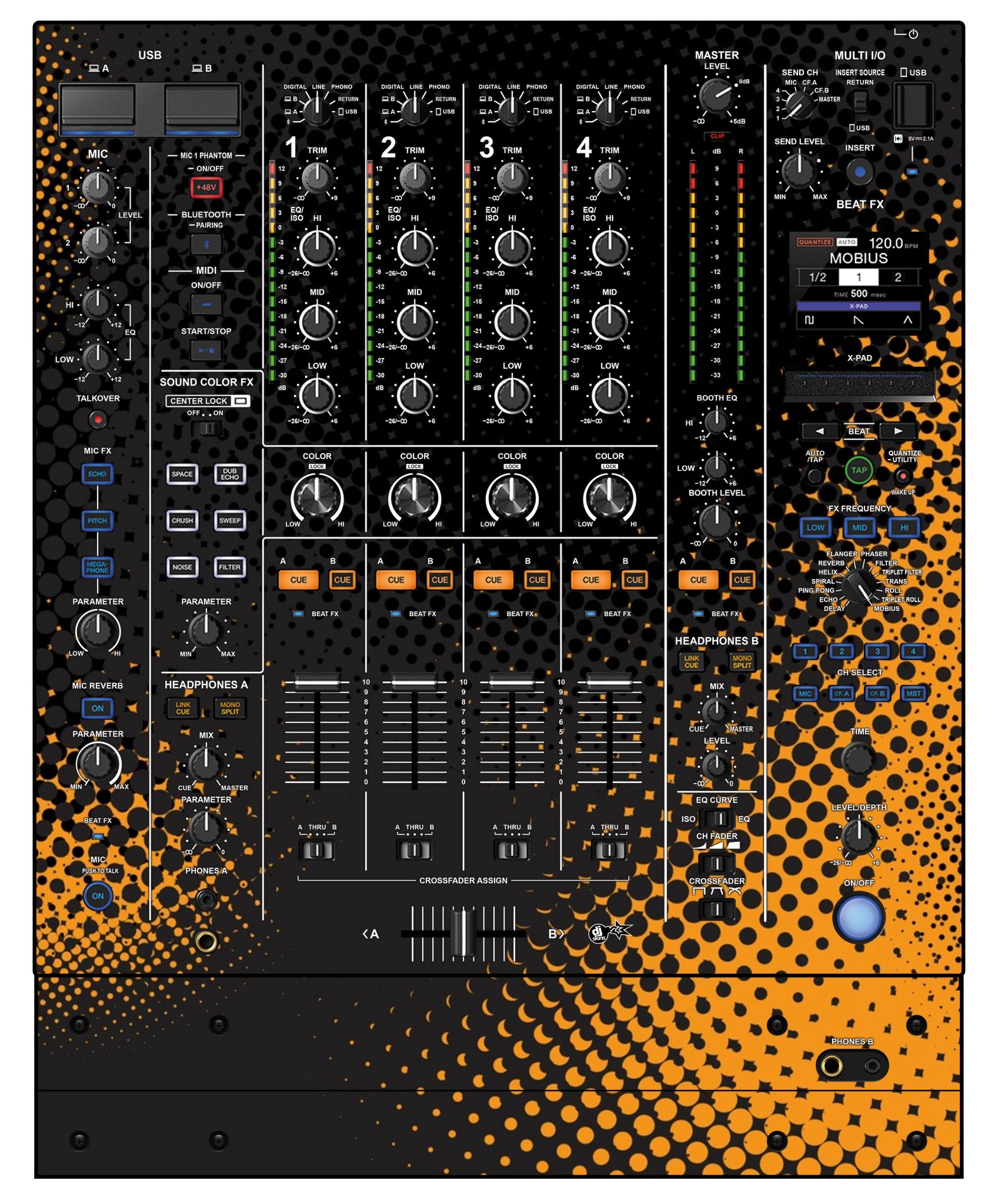 Pioneer DJ DJM A9 Skin Orange Dot