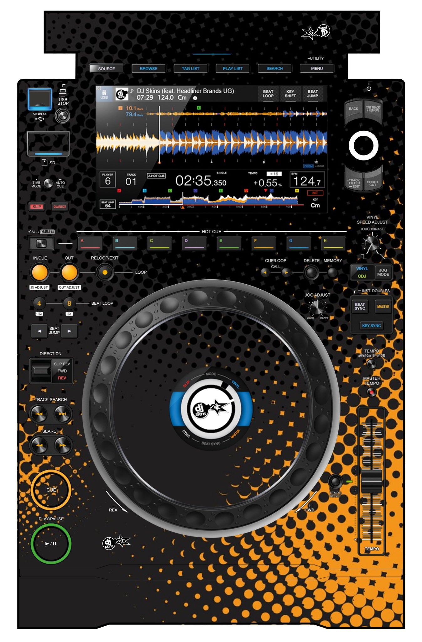 Pioneer DJ CDJ 3000 Skin Orange Dot