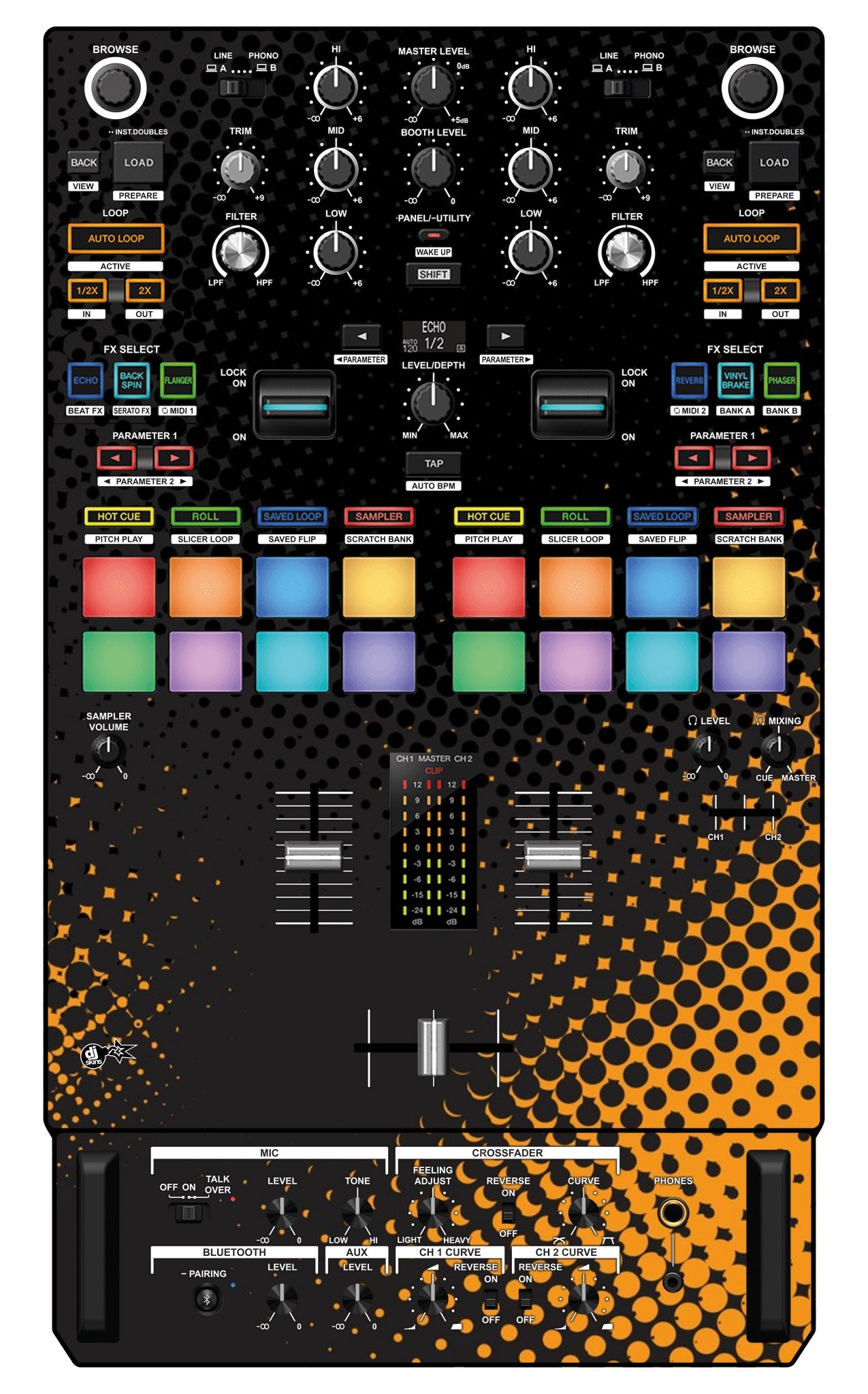 Pioneer DJ DJM S7 Skin Orange Dot