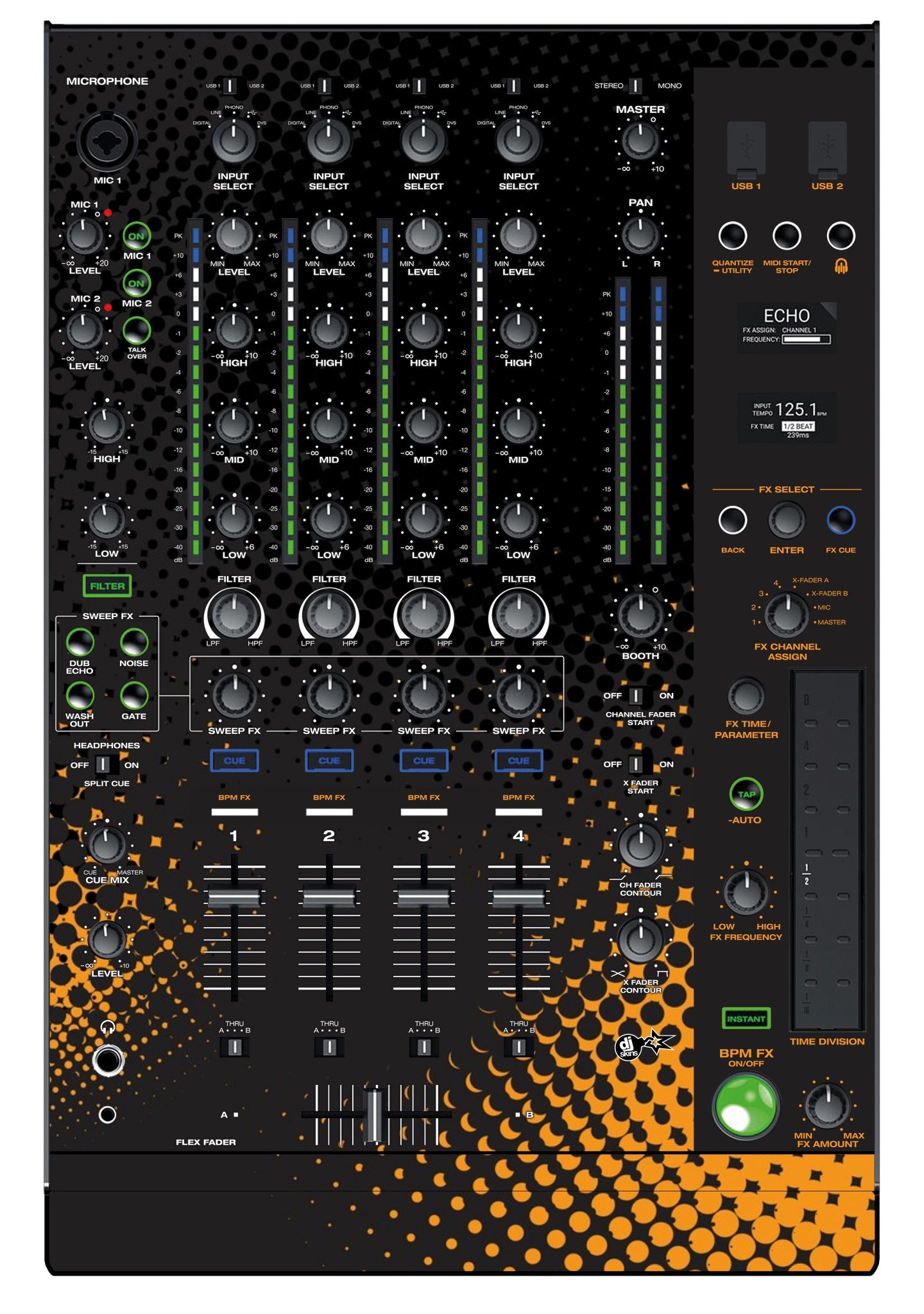 Denon DJ X 1850 Skin Orange Dot