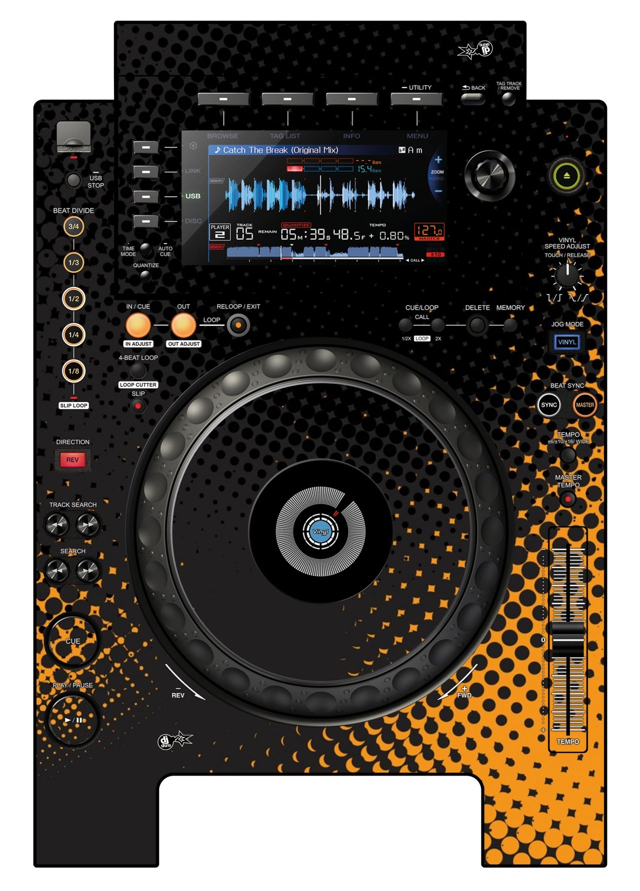 Pioneer DJ CDJ 900 NEXUS Skin Orange Dot