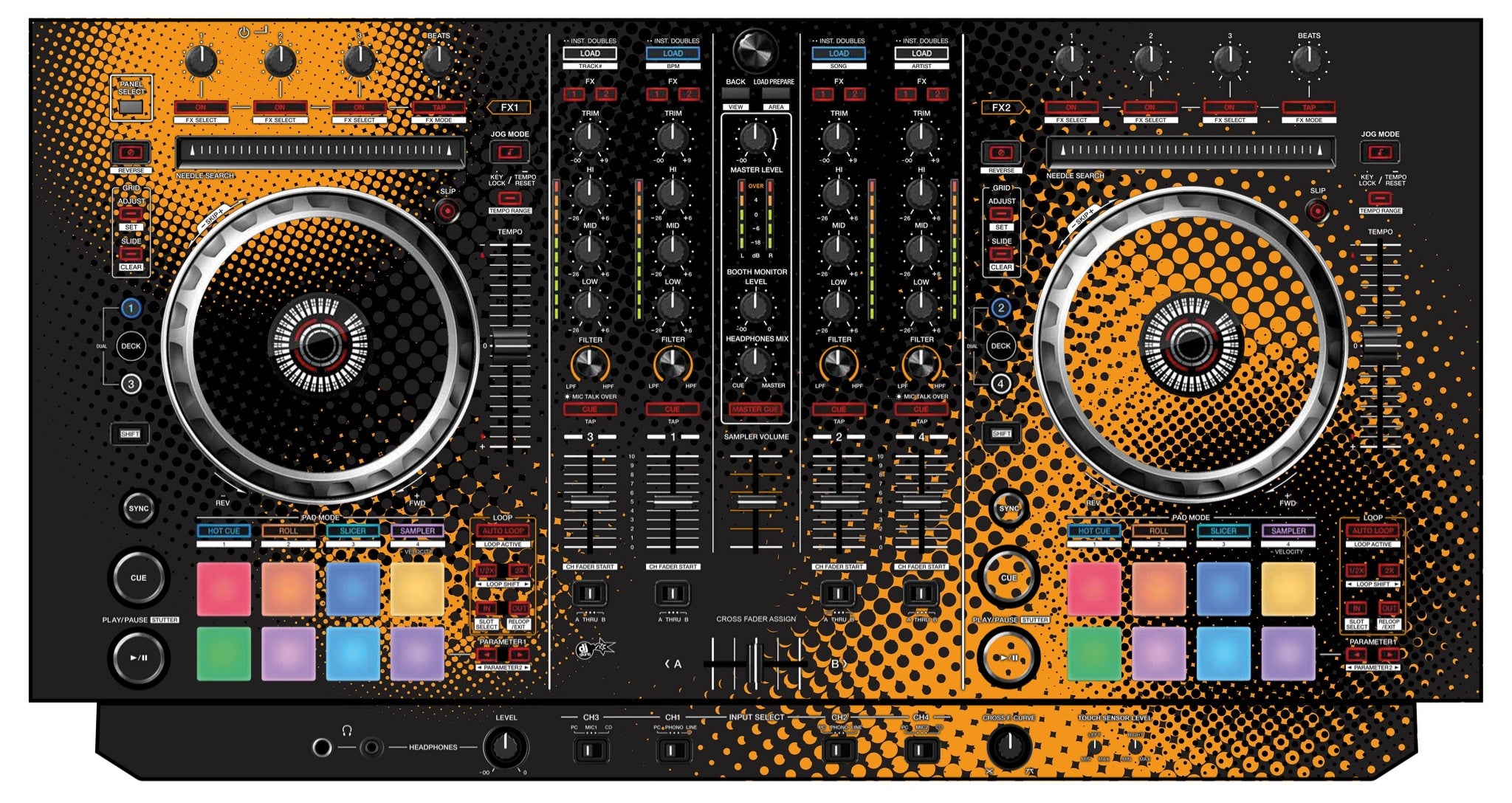 Pioneer DJ DDJ SX Skin Orange Dot