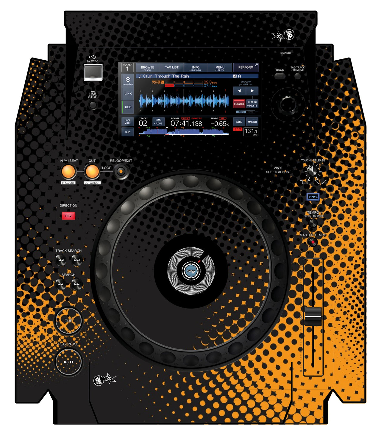 Pioneer DJ XDJ 1000 Skin Orange Dot