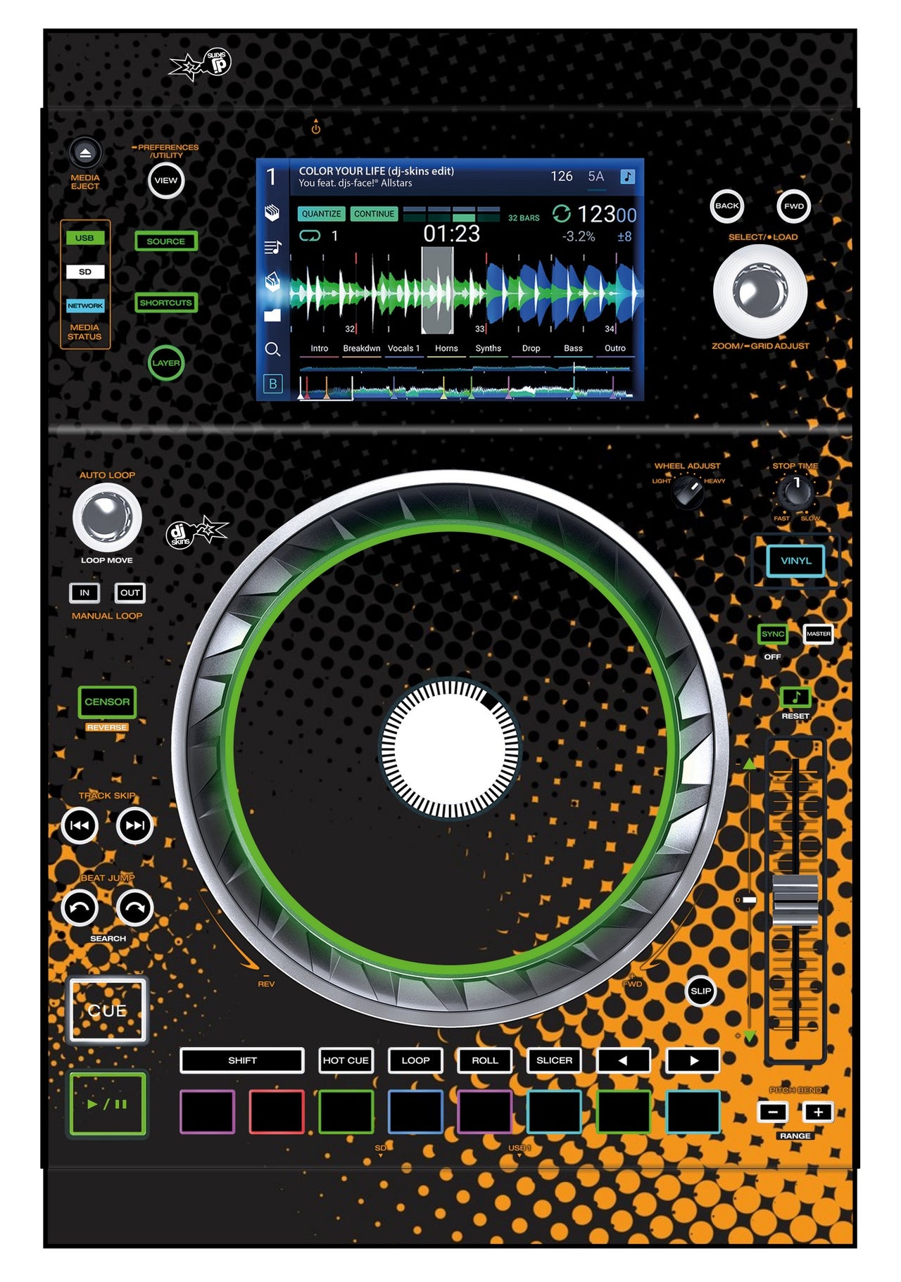 Denon DJ SC 5000 Skin Orange Dot