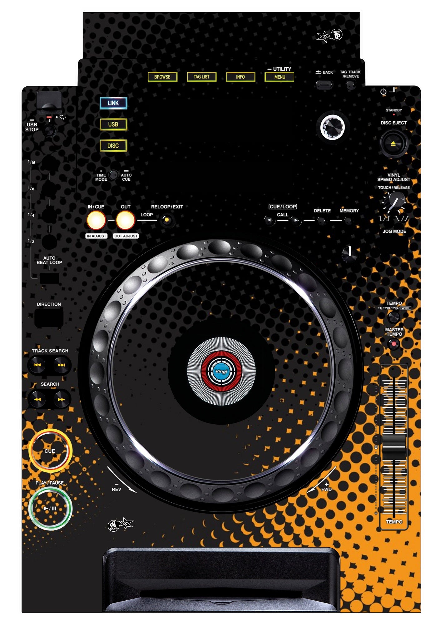 Pioneer DJ CDJ 900 Skin Orange Dot