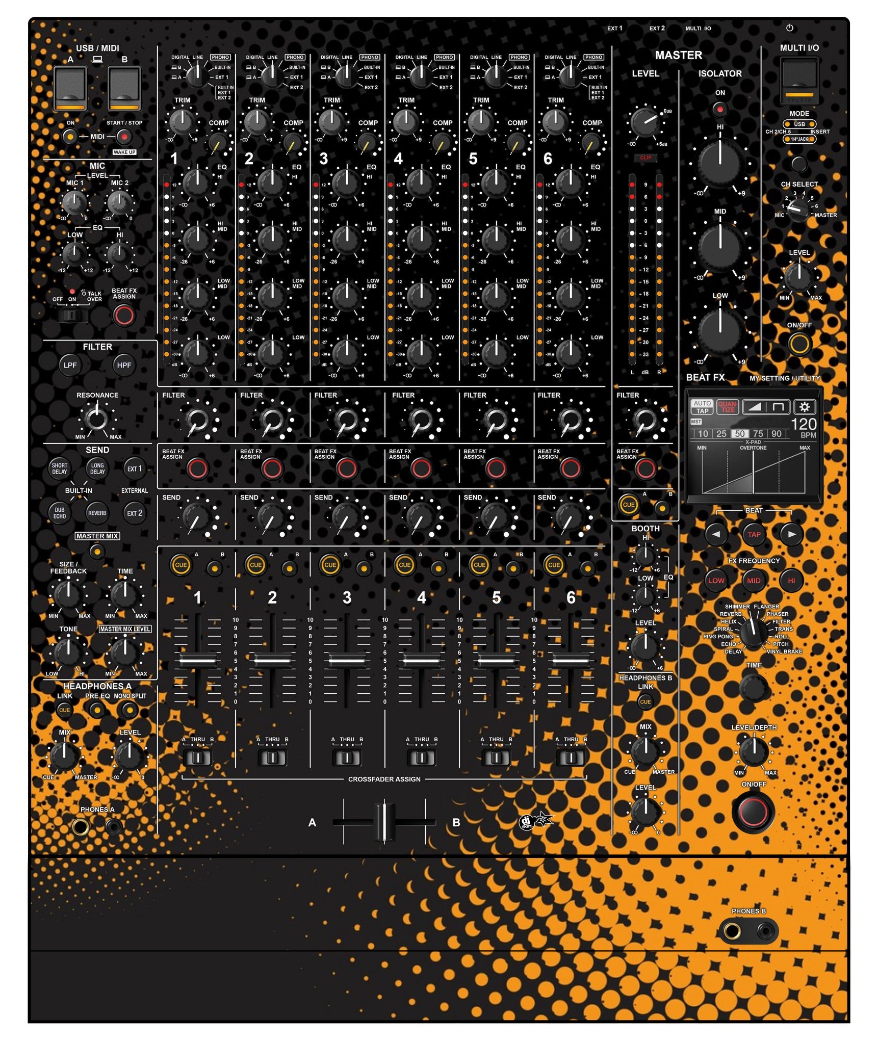 Pioneer DJ DJM V10 Skin Orange Dot