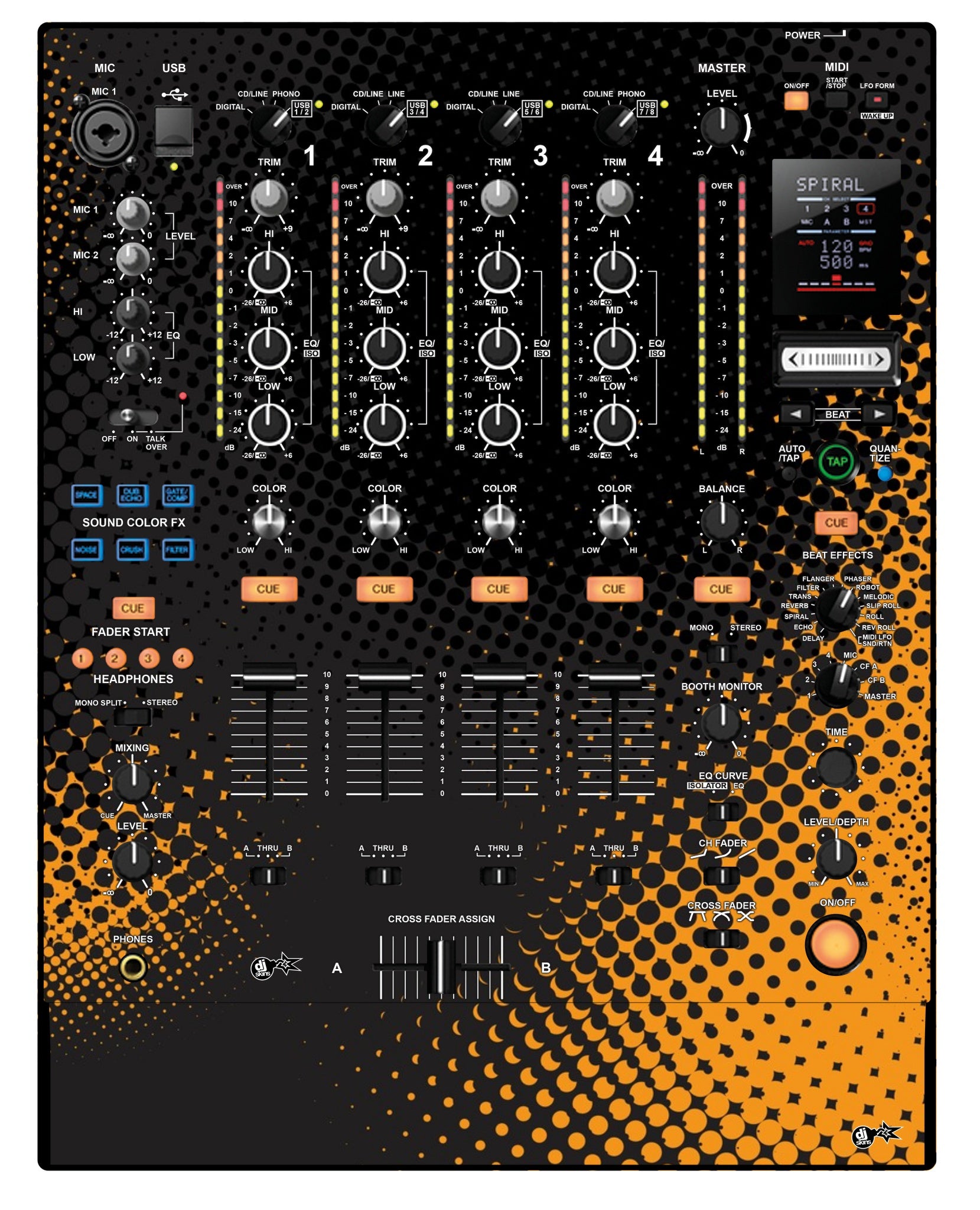 Pioneer DJ DJM 900 NEXUS Skin Orange Dot