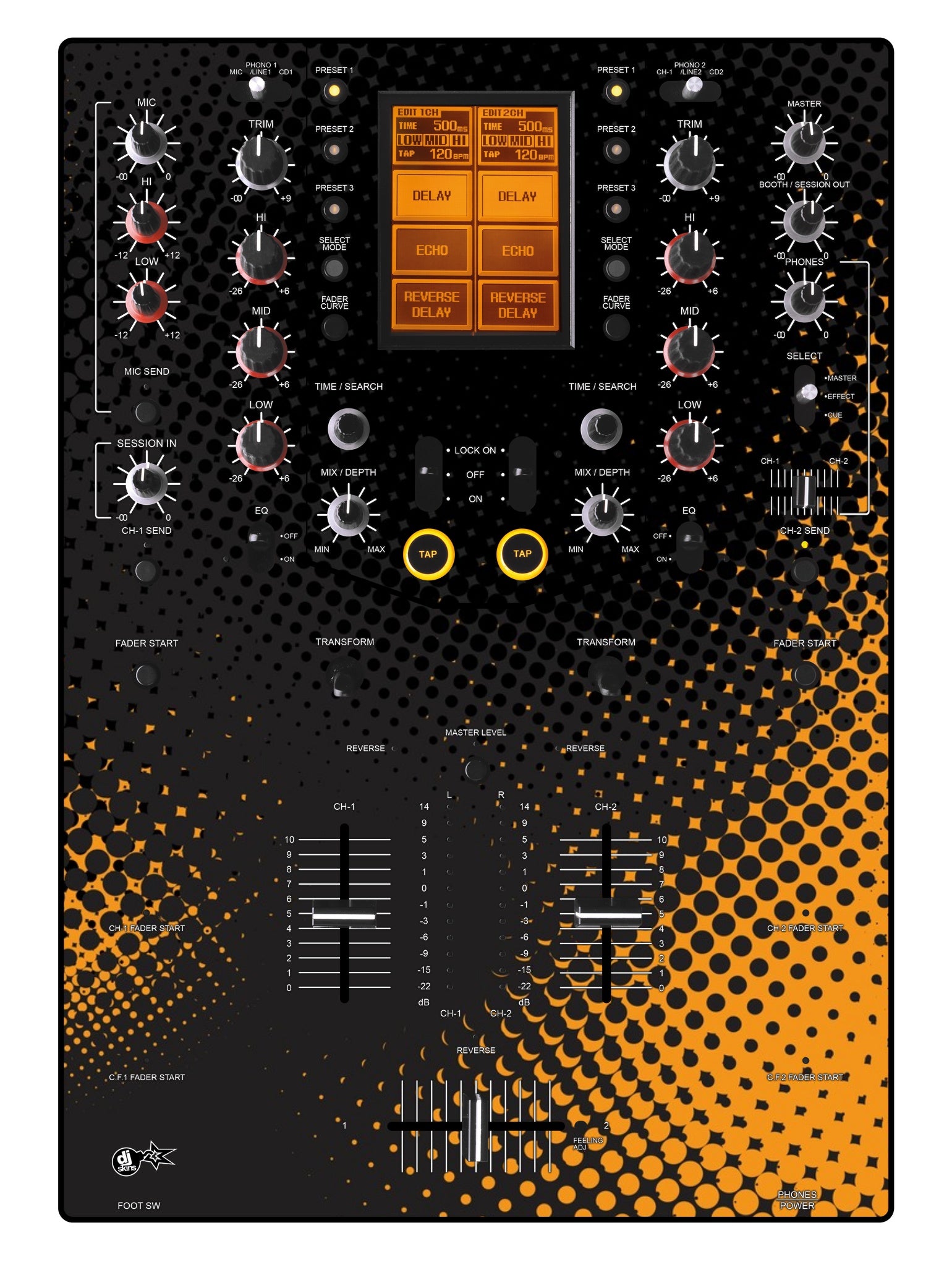 Pioneer DJ DJM 909 Skin Orange Dot