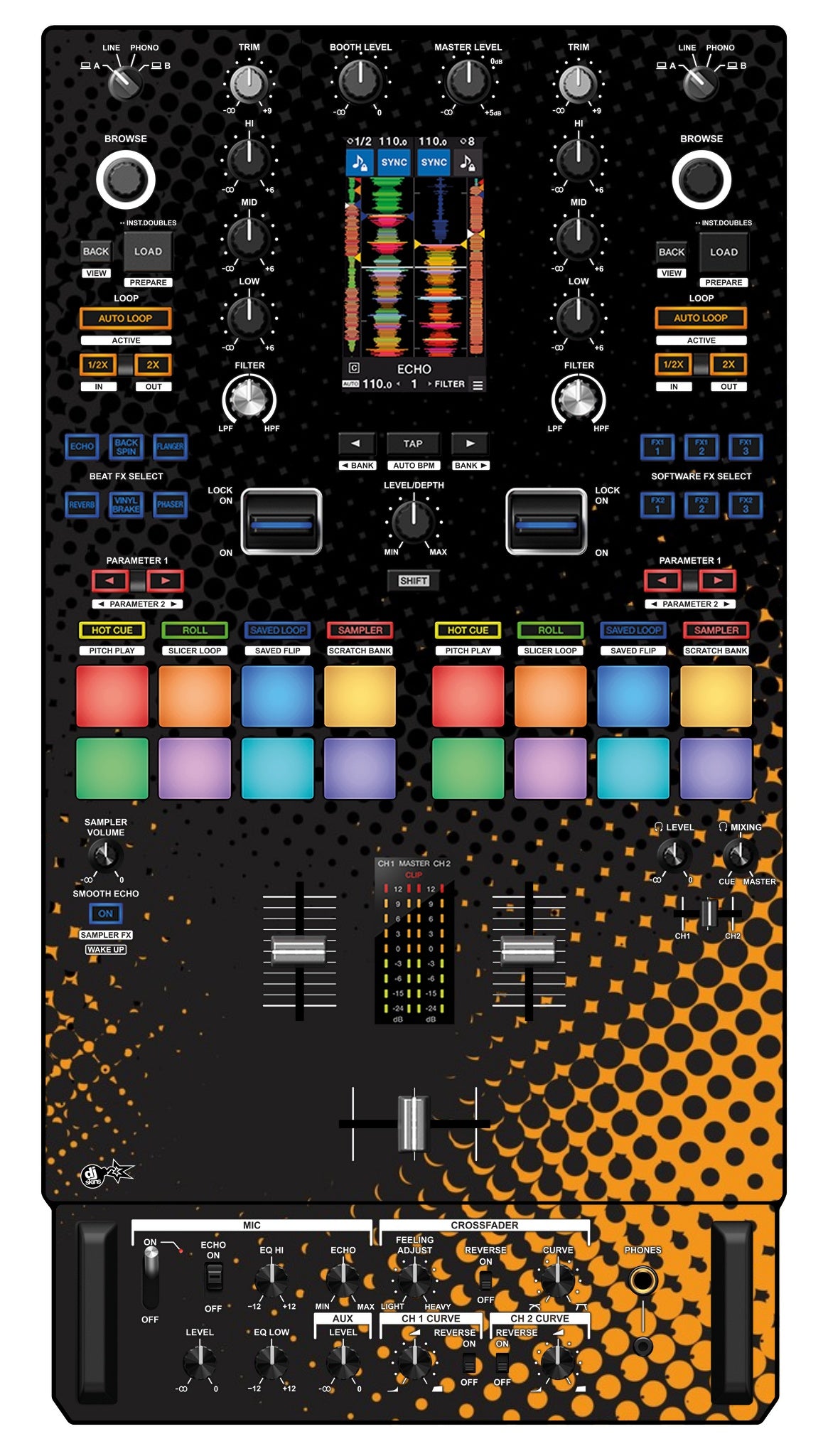 Pioneer DJ DJM S11 Skin Orange Dot
