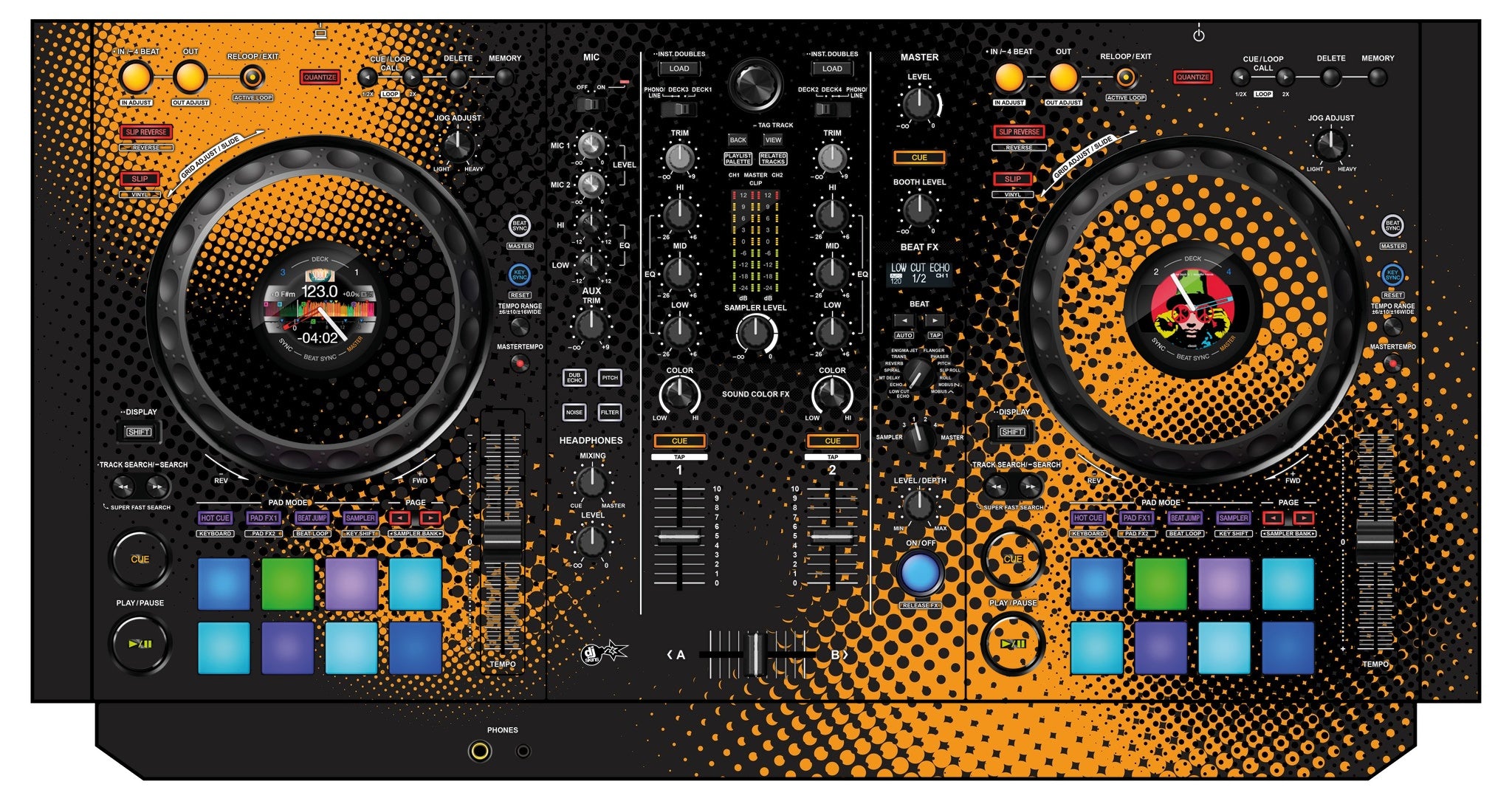 Pioneer DJ DDJ 800 Skin Orange Dot