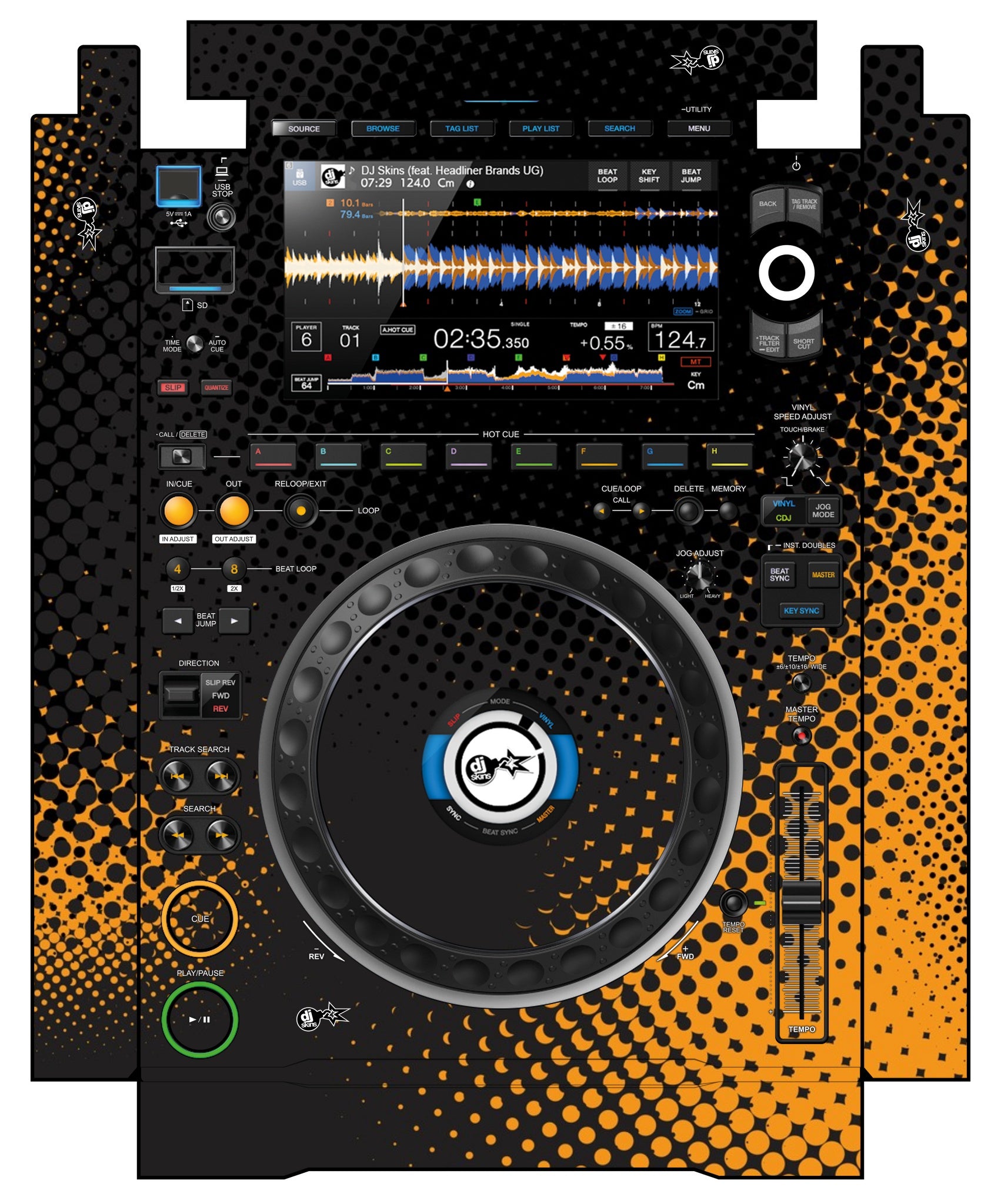 Pioneer DJ CDJ 3000 incl. SIDES Skin Orange Dot