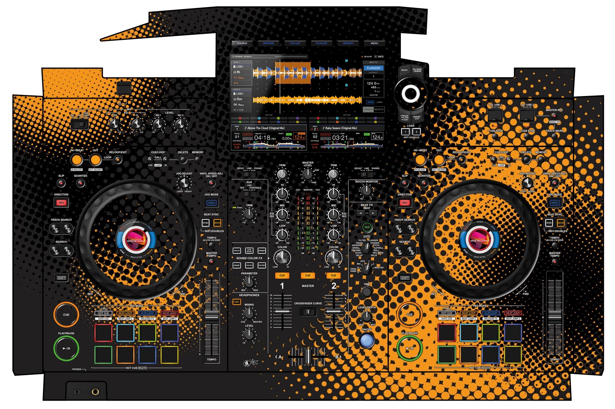 Pioneer DJ XDJ RX 3 Skin Orange Dot