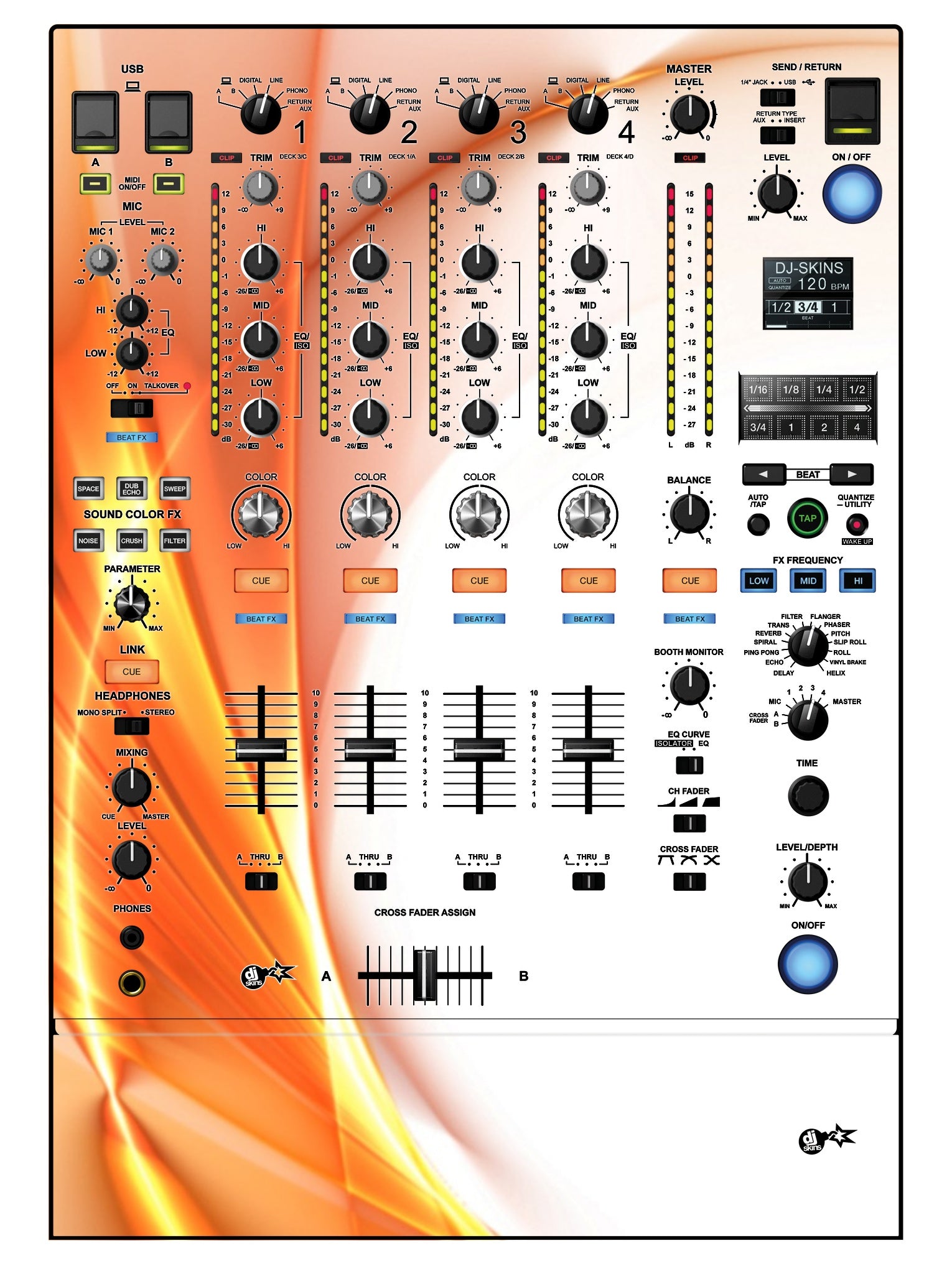 Pioneer DJ DJM 900 NEXUS 2 Skin Orange Swirl