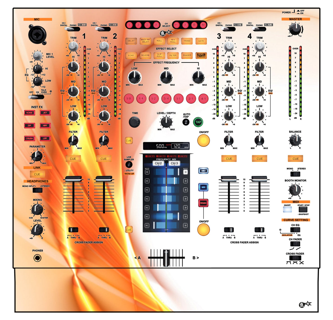 Pioneer DJ DJM 2000 Skin Orange Swirl