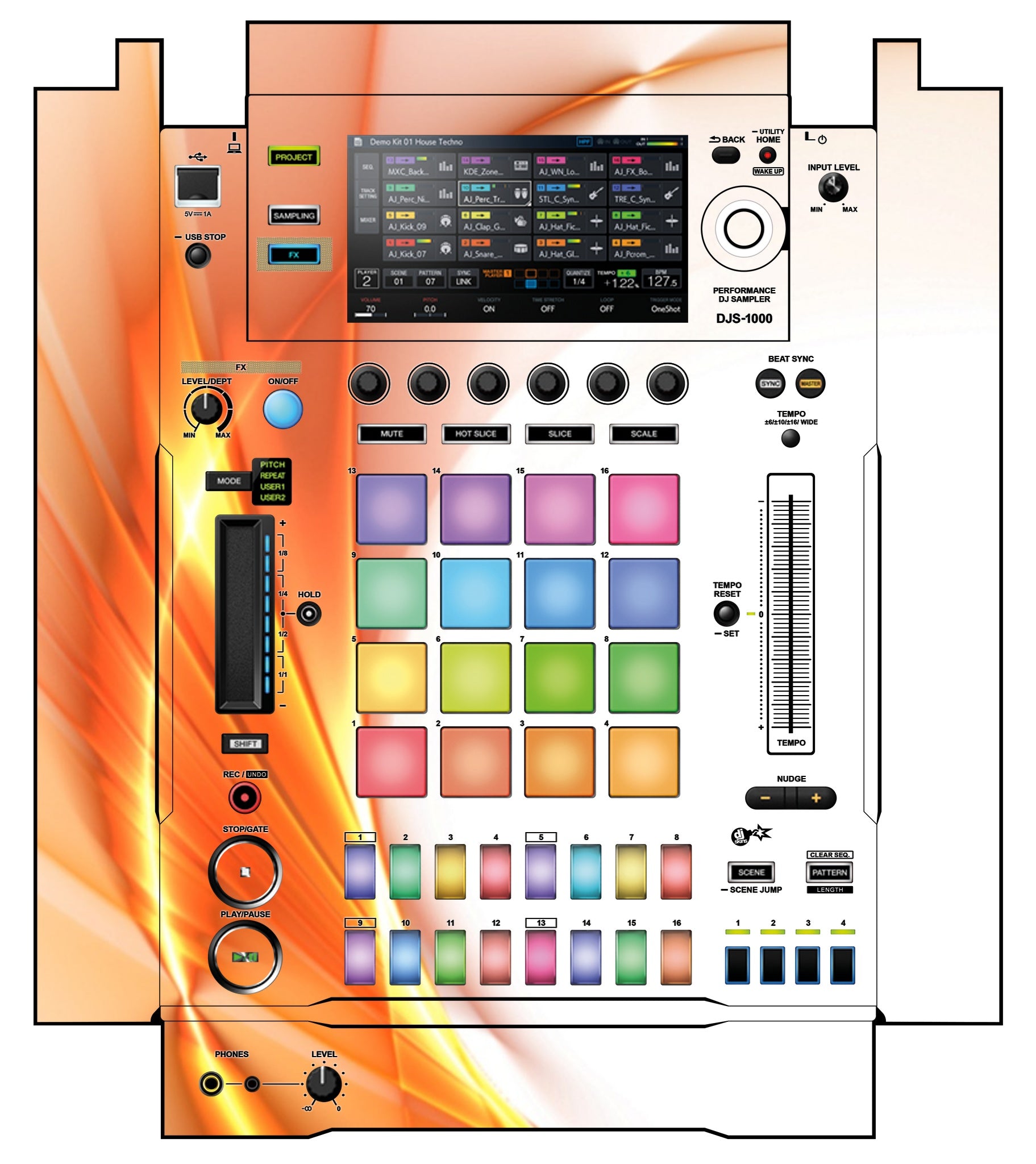 Pioneer DJ DJS 1000 Skin Orange Swirl