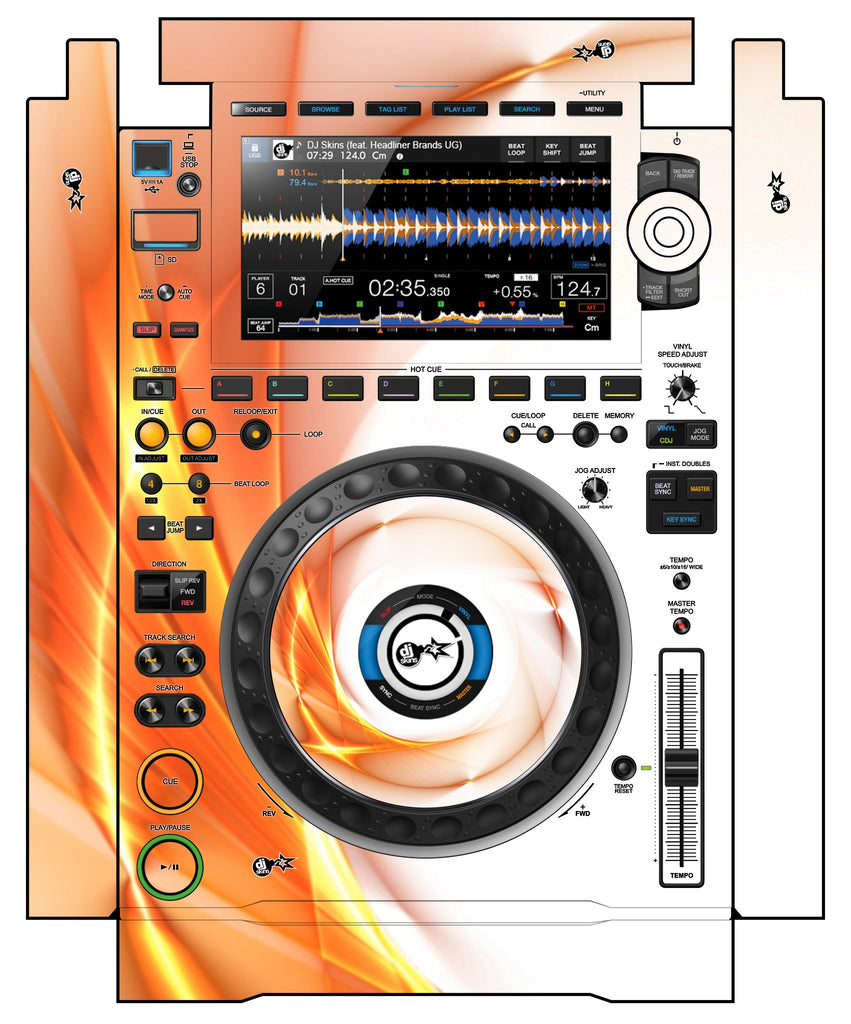 Pioneer DJ CDJ 3000 incl. SIDES Skin Orange Swirl