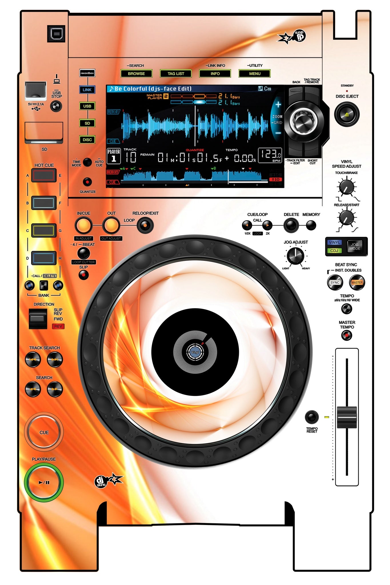 Pioneer DJ CDJ 2000 NEXUS 2 Skin Orange Swirl