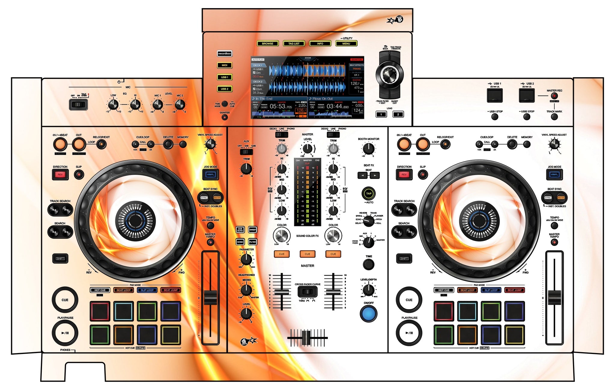 Pioneer DJ XDJ RX 2 Skin Orange Swirl