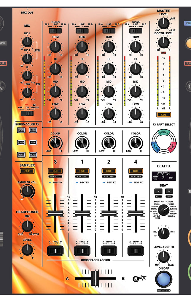 Pioneer DJ DDJ FLX10 MIXER Skin Orange Swirl