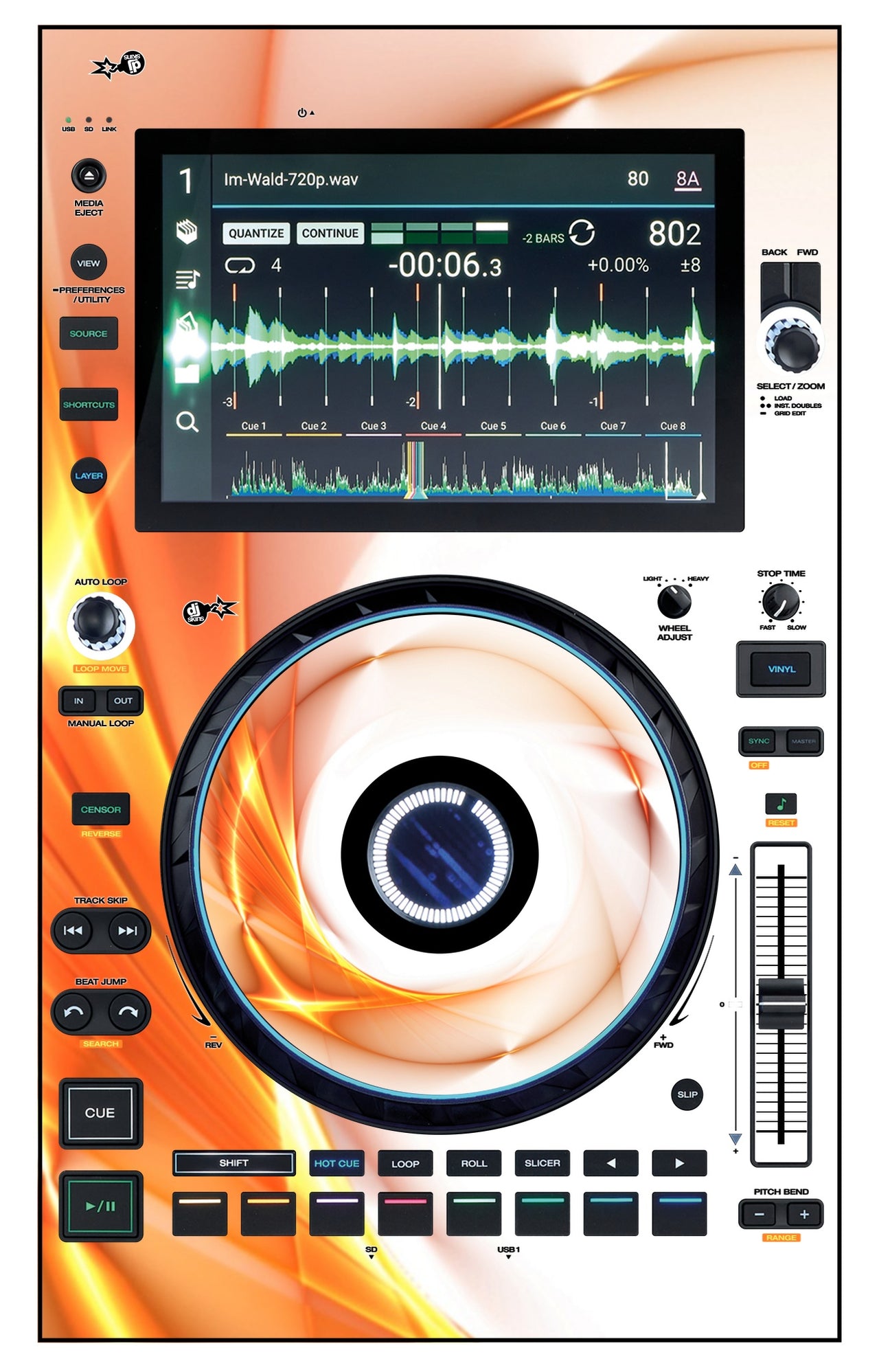 Denon DJ SC 6000 Skin Orange Swirl