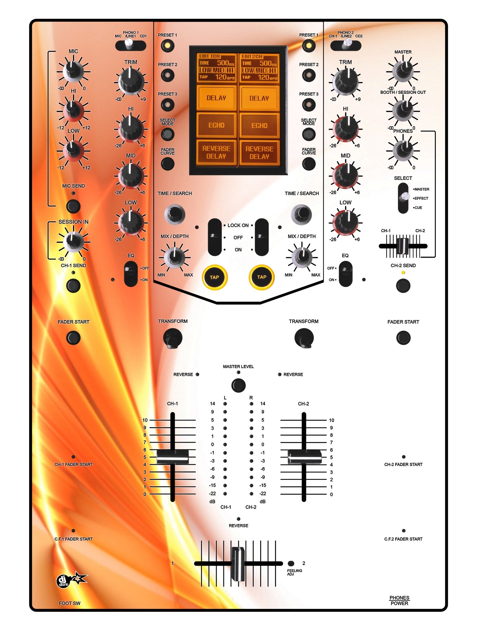 Pioneer DJ DJM 909 Skin Orange Swirl