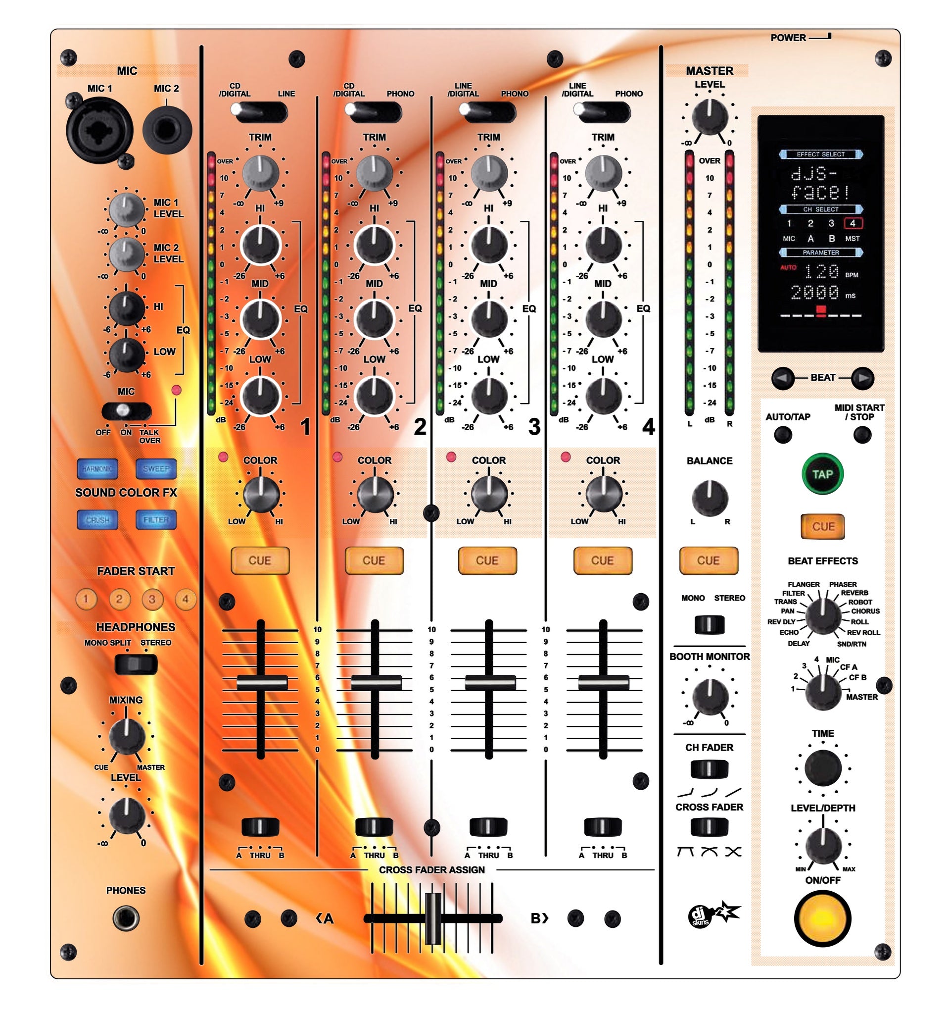 Pioneer DJ DJM 800 Skin Orange Swirl