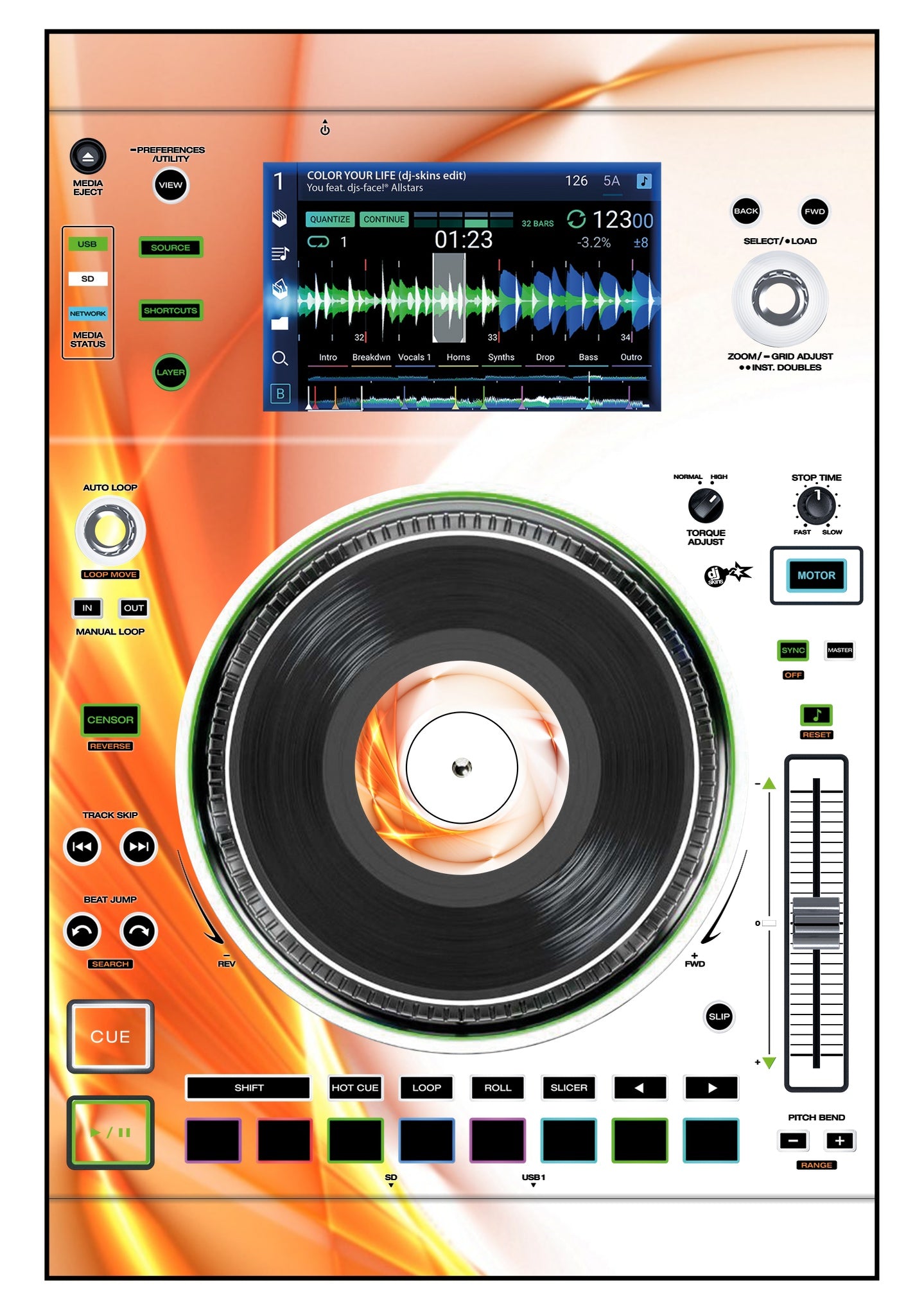 Denon DJ SC 5000 M Skin Orange Swirl