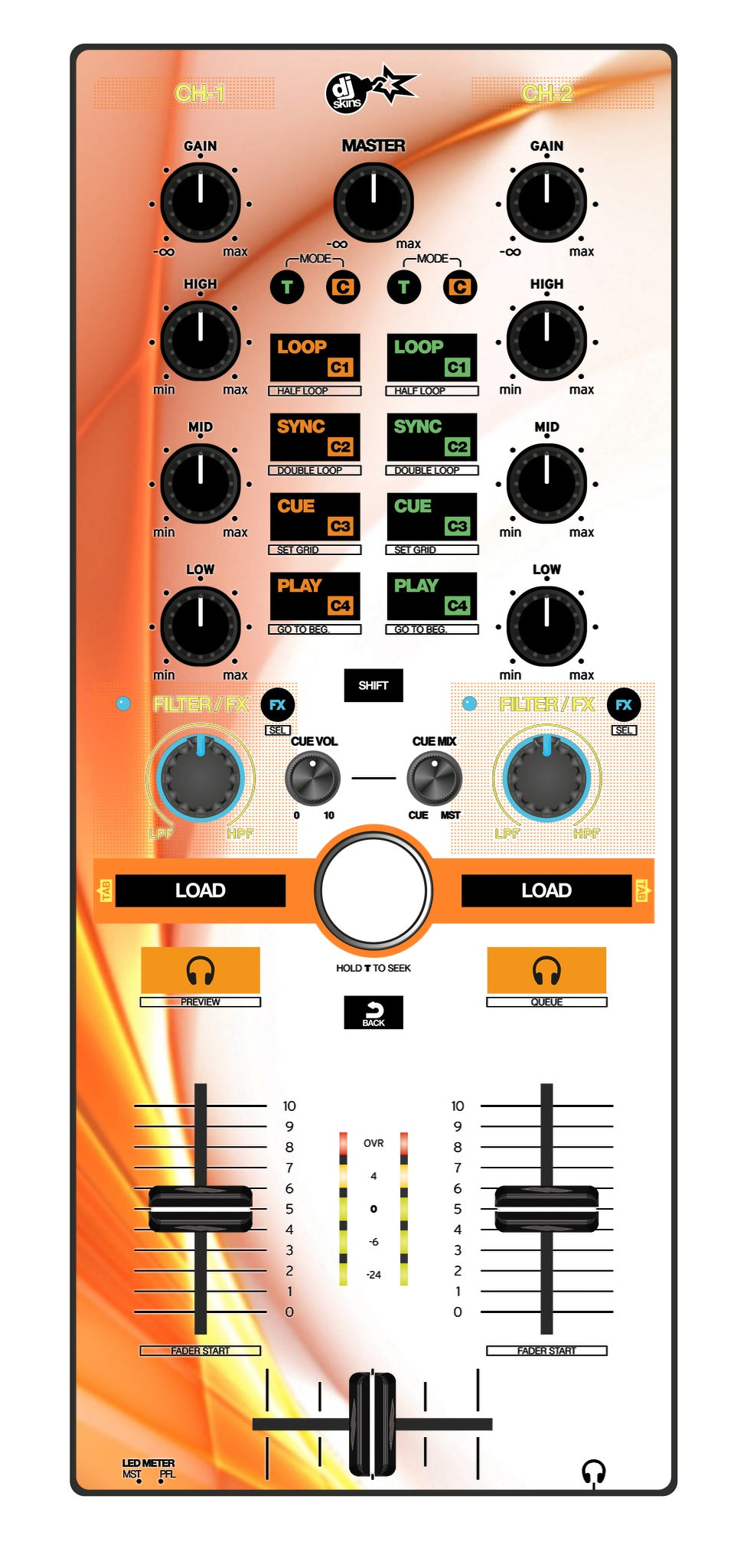 Reloop Mixtour Skin Orange Swirl