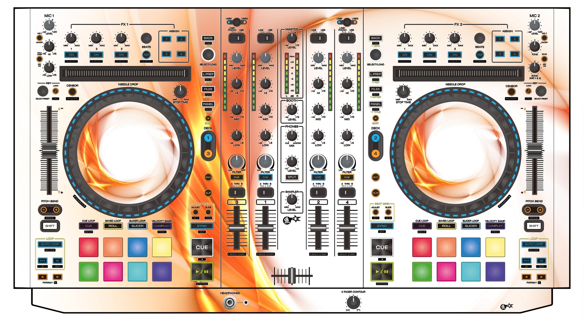 Denon DJ MC 7000 Skin Orange Swirl