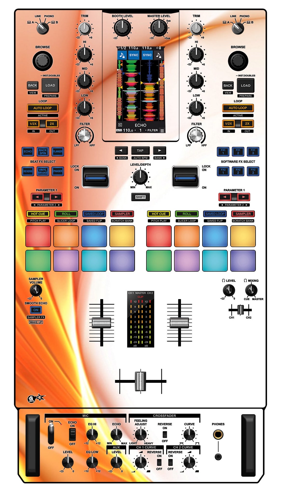 Pioneer DJ DJM S11 Skin Orange Swirl