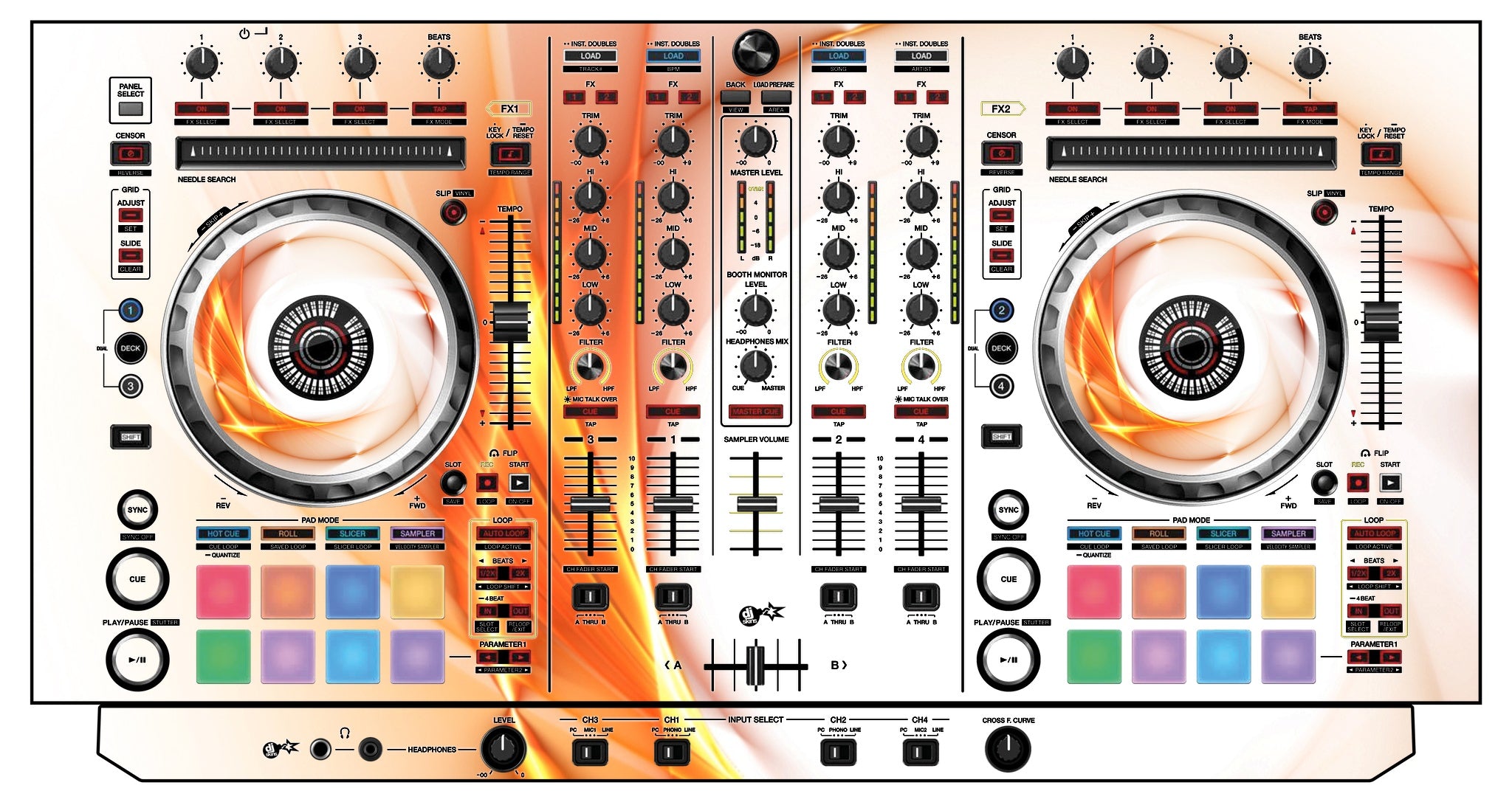 Pioneer DJ DDJ SX 2 Skin Orange Swirl