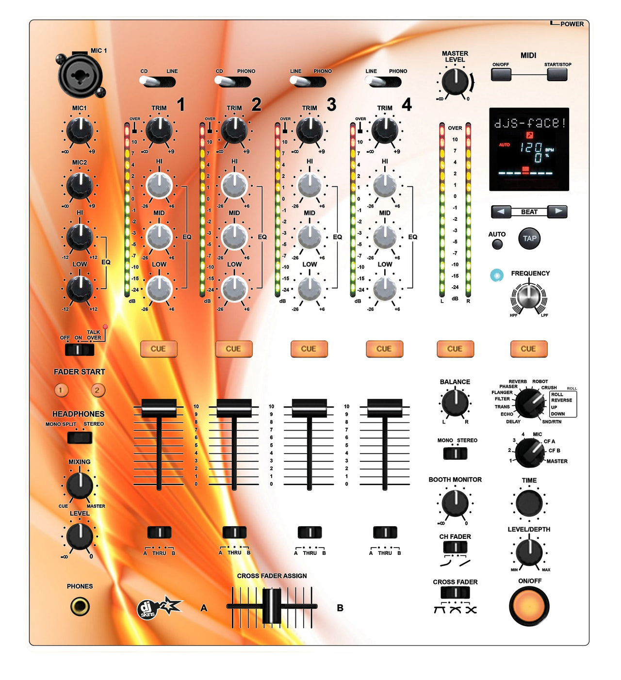 Pioneer DJ DJM 700 Skin Orange Swirl