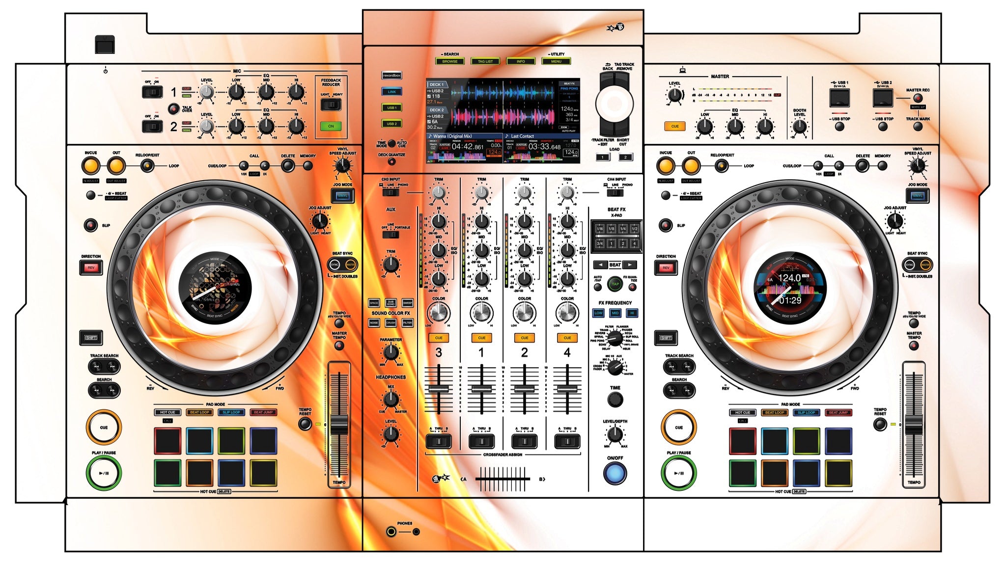 Pioneer DJ XDJ XZ Skin Orange Swirl