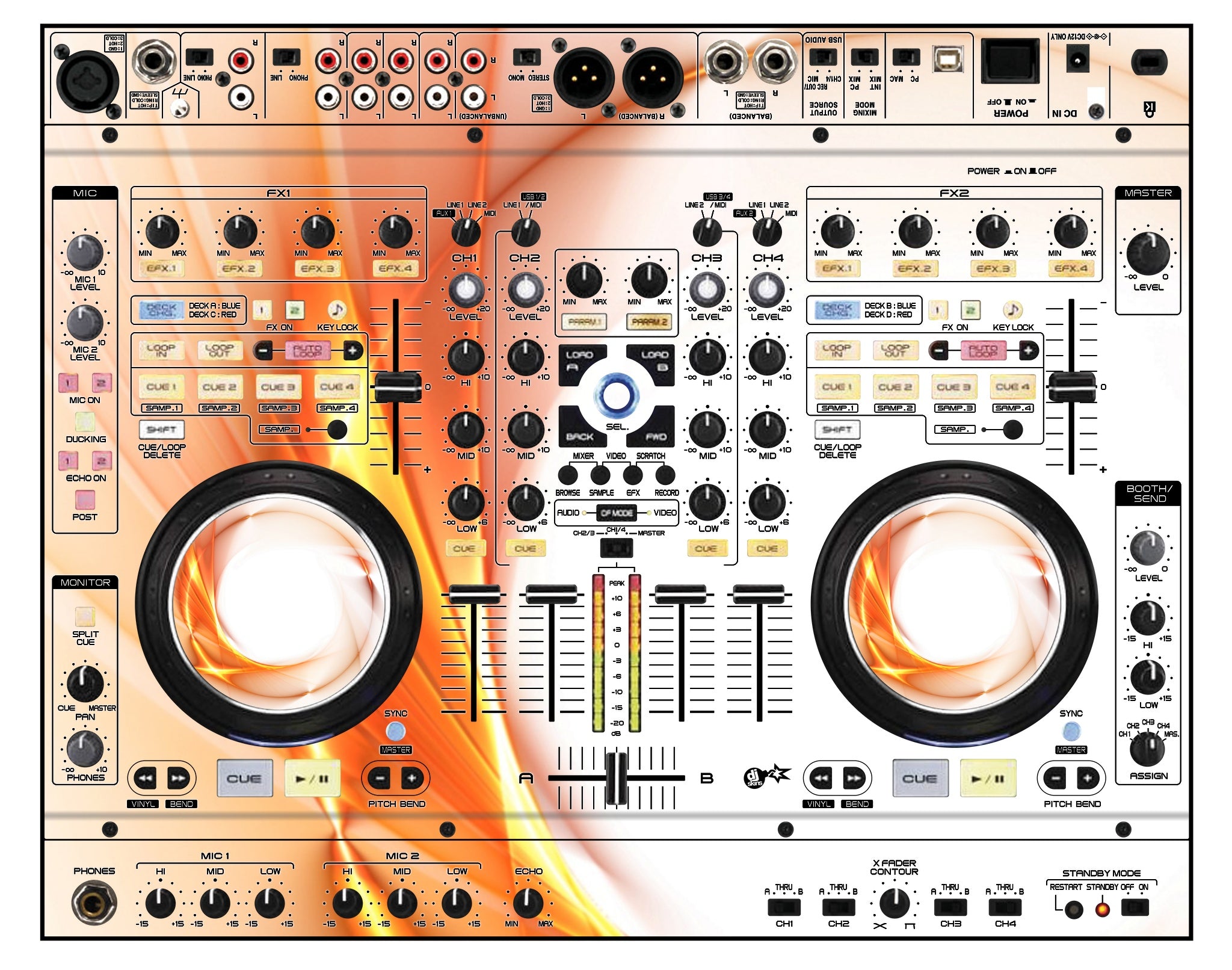 DJ Skins® Denon DJ MC 6000 Skin Orange Swirl