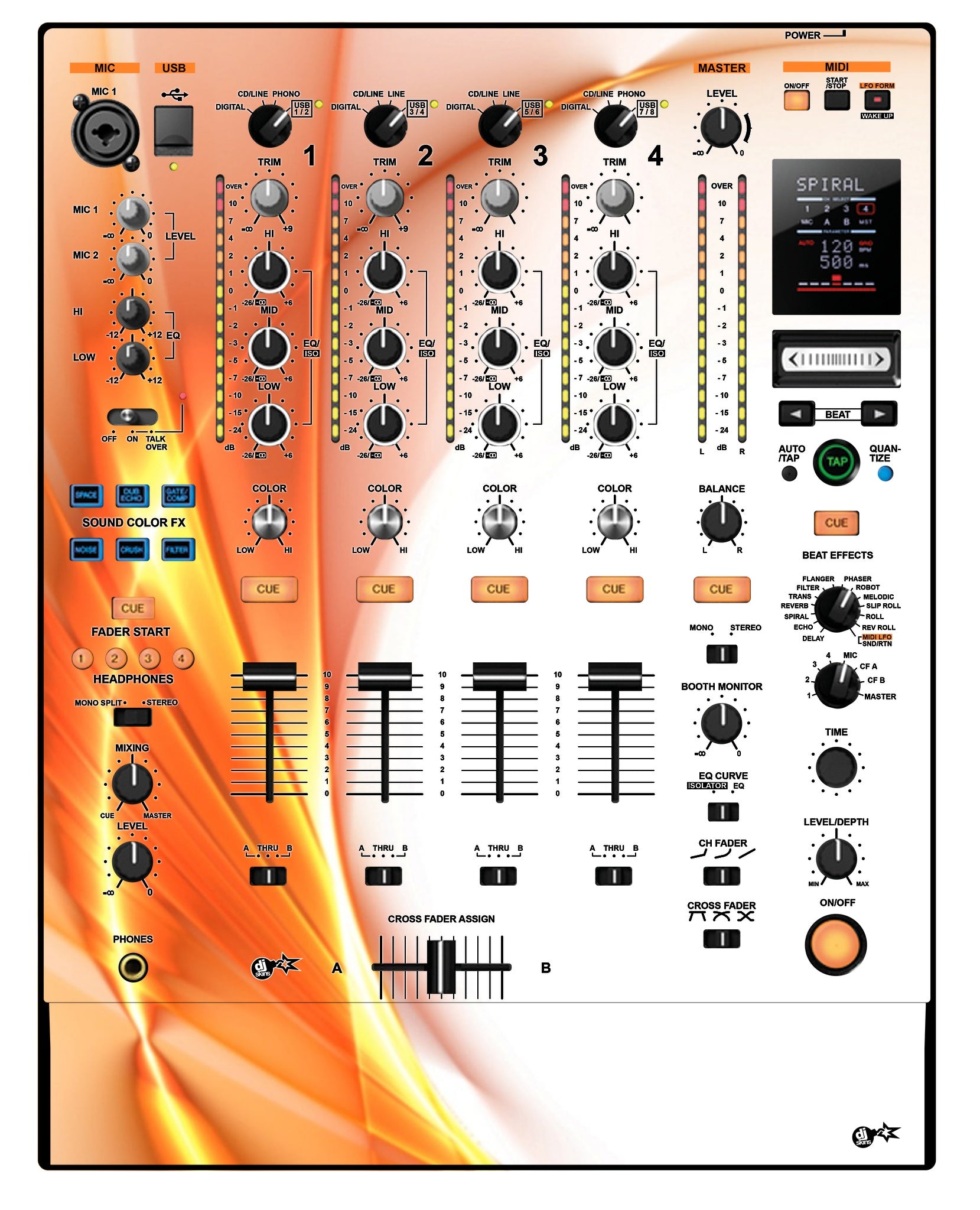 Pioneer DJ DJM 900 NEXUS Skin Orange Swirl