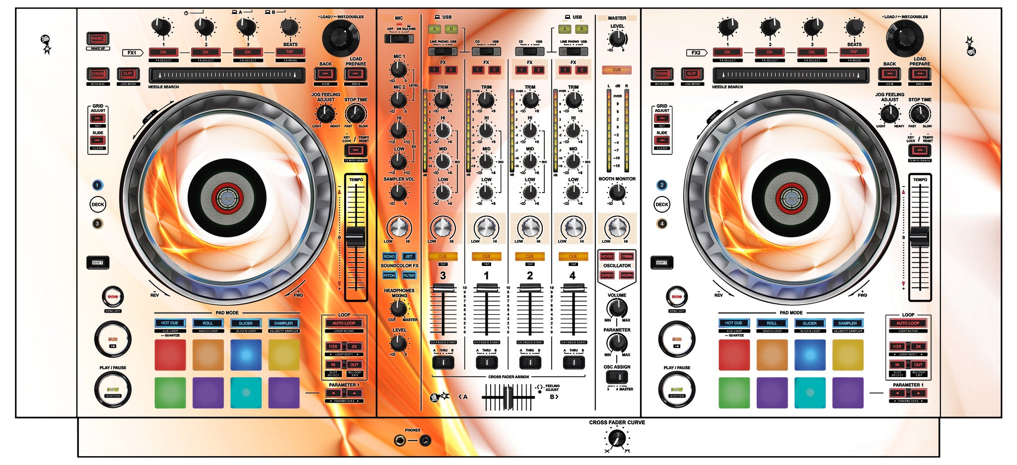 Pioneer DJ DDJ SZ Skin Orange Swirl