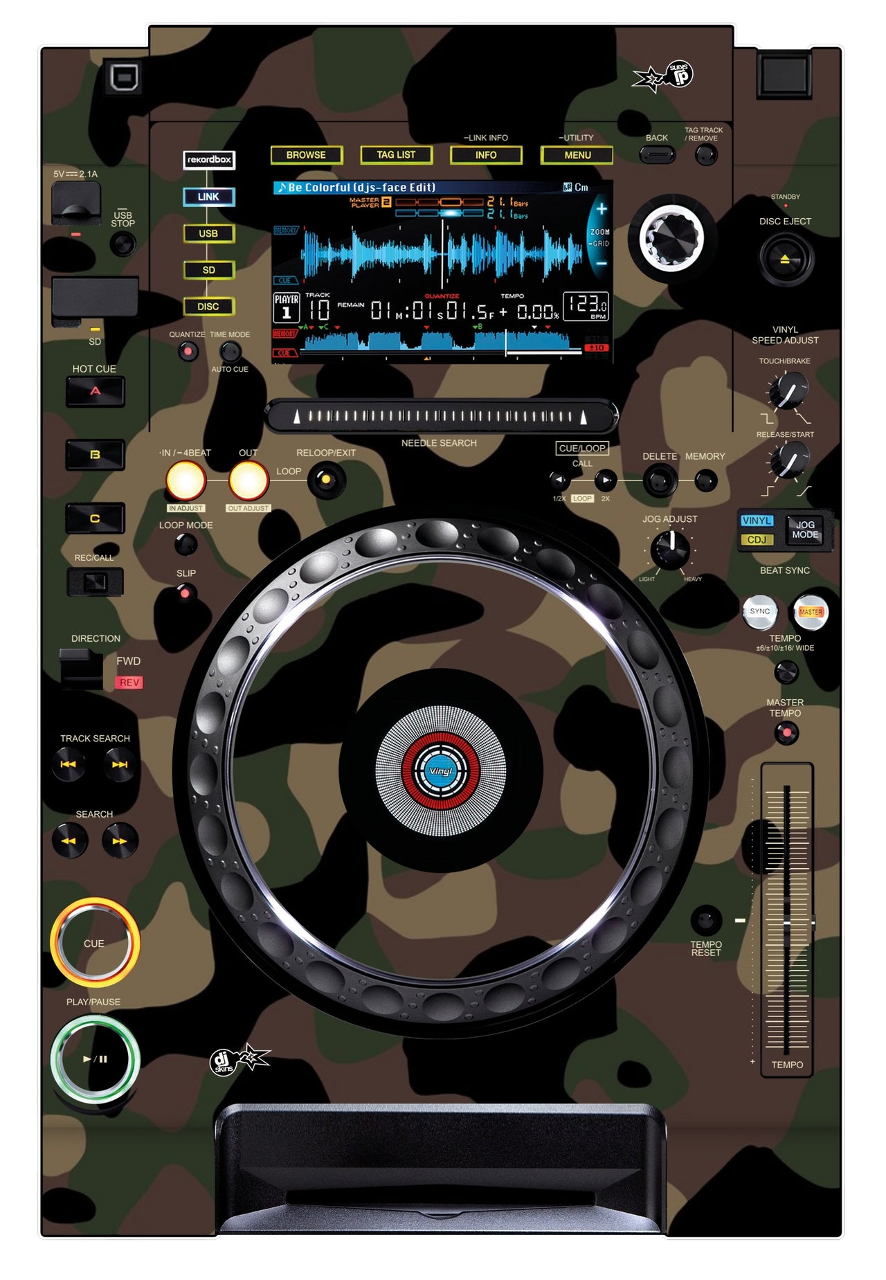 Pioneer DJ CDJ 2000 NEXUS Skin Camo Woodland