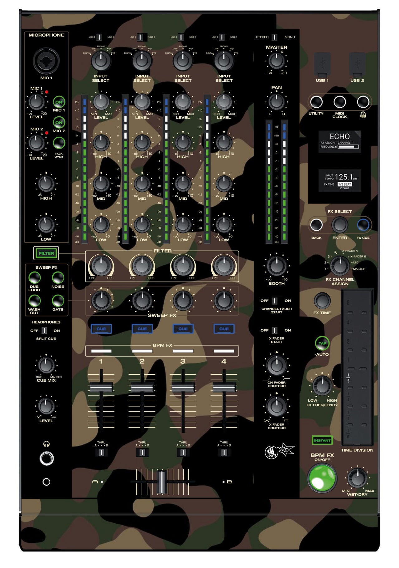 Denon DJ X 1800 Skin Camo Woodland