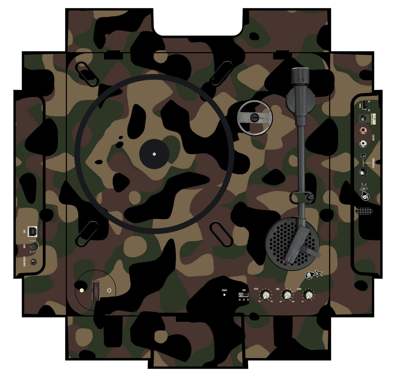 Numark PT 01 incl. Sides Skin Camo Woodland