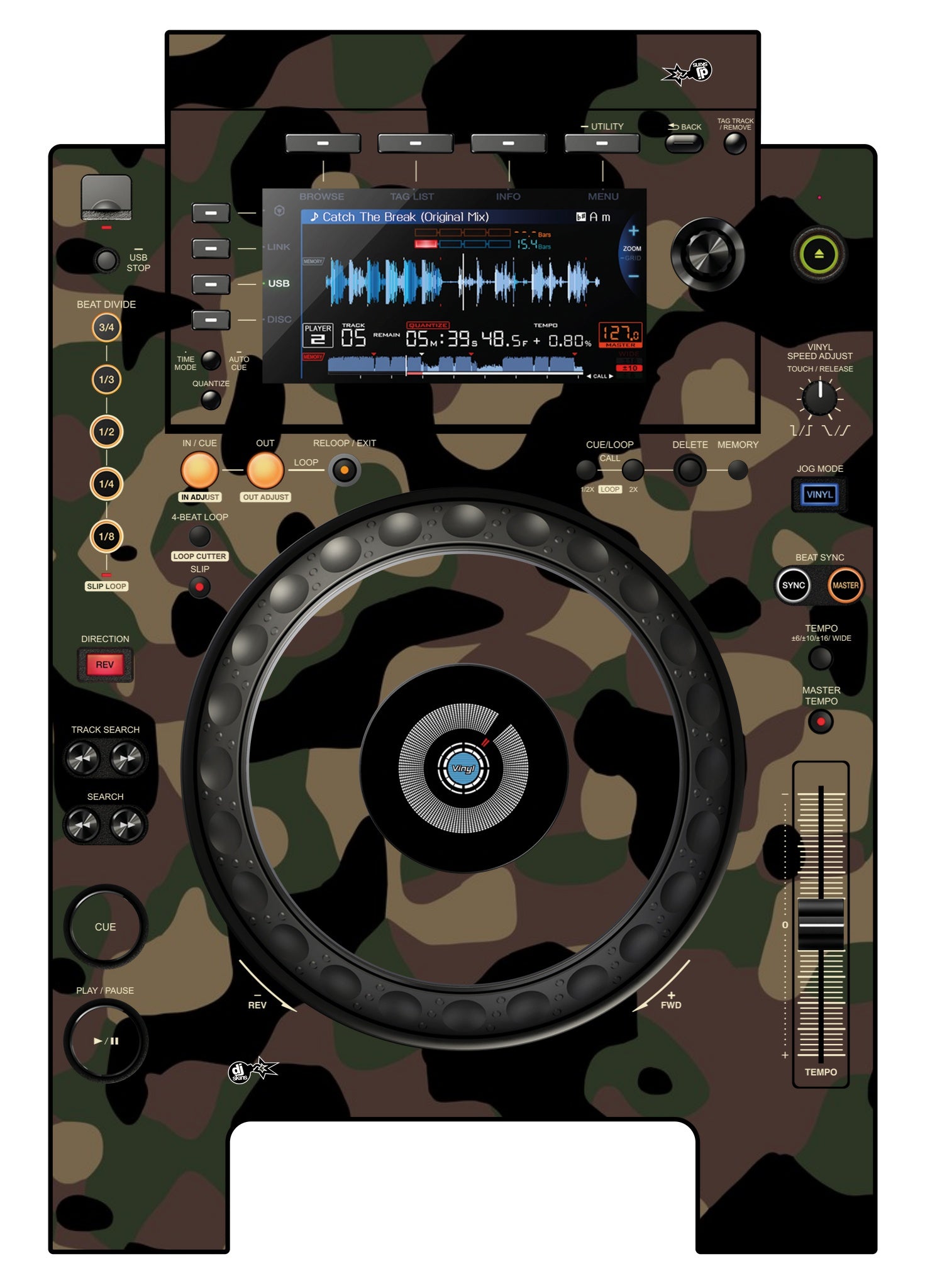 Pioneer DJ CDJ 900 NEXUS Skin Camo Woodland